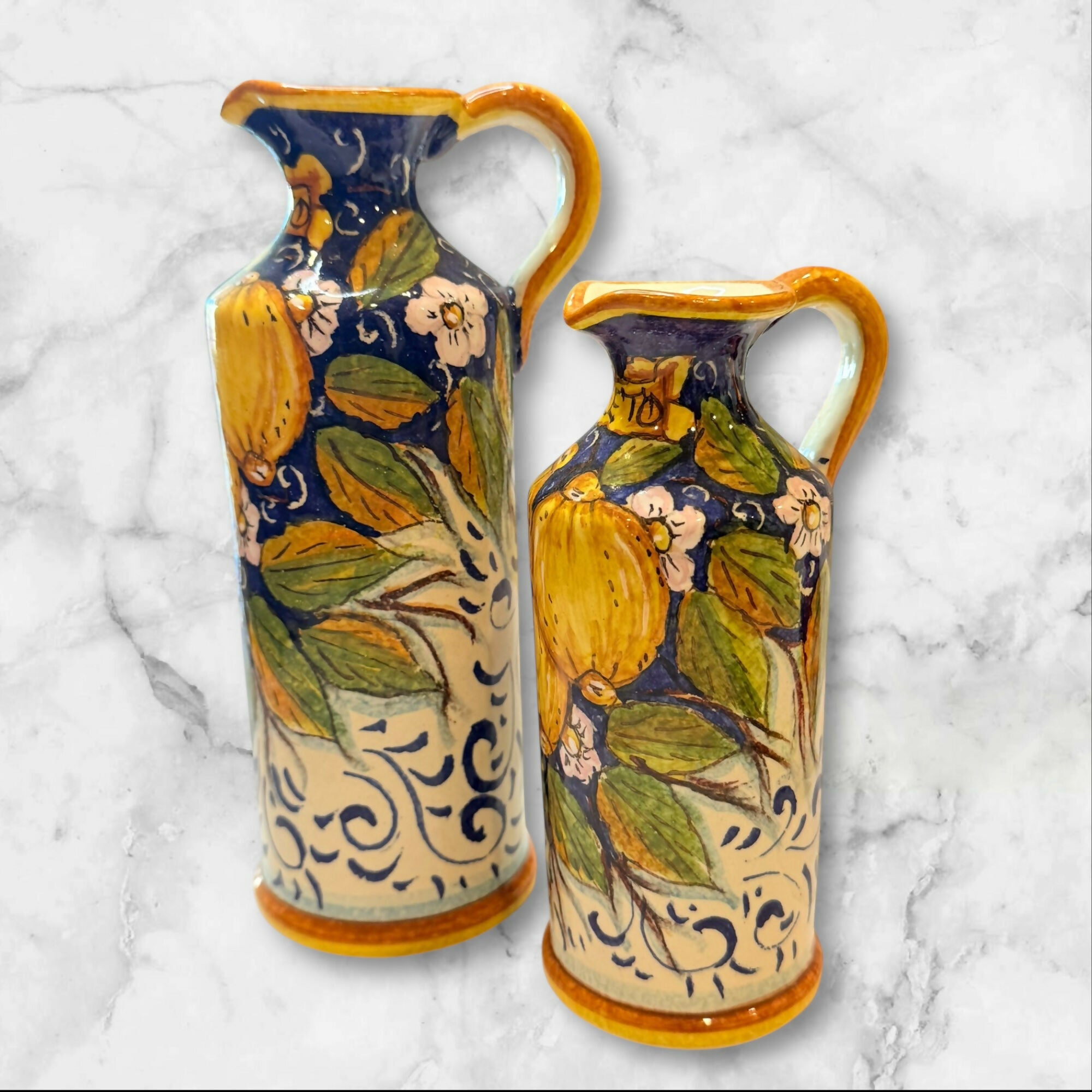 Firenze Italian Majolica Oil & Vinegar Dispensers | Set of 2 | Excellent