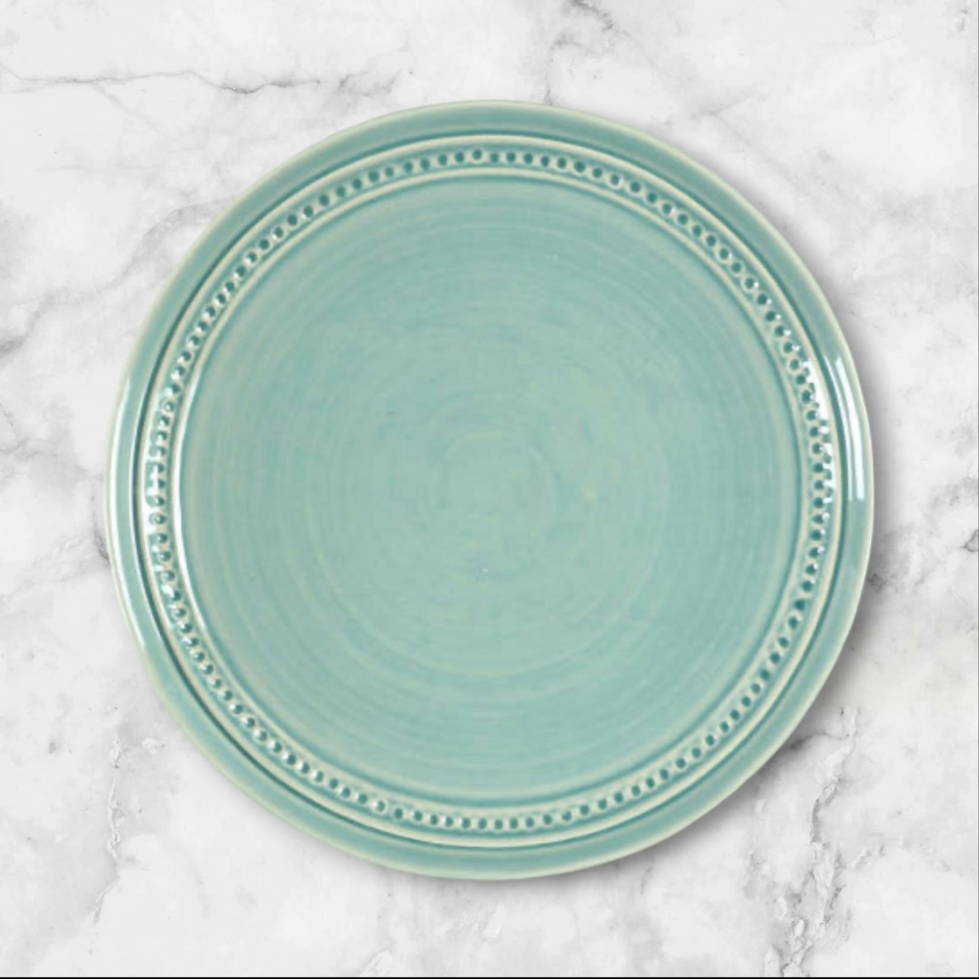 Ceramica Italy Aqua Beaded Dinner Plates Set of 4 | Great Condition