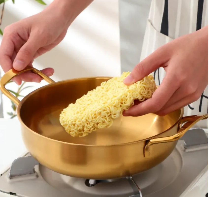 Anygleam Stock Pot Gold-S Stainless Steel Hot Pot Without Lid Single-Layer Cooking Soup Noodle Sea Food Home Kitchen Restaurant Tools