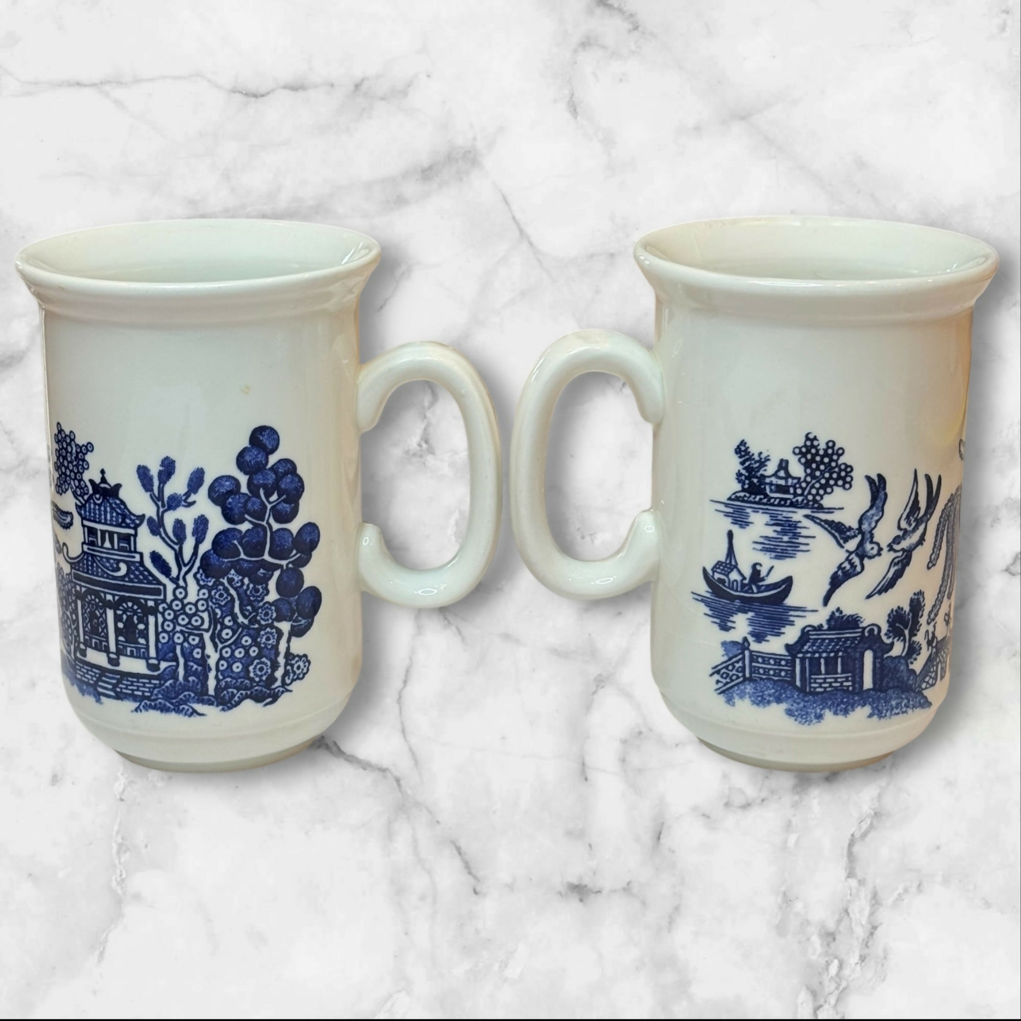 Churchill Blue Willow England Mugs | Set of 2 | Vintage