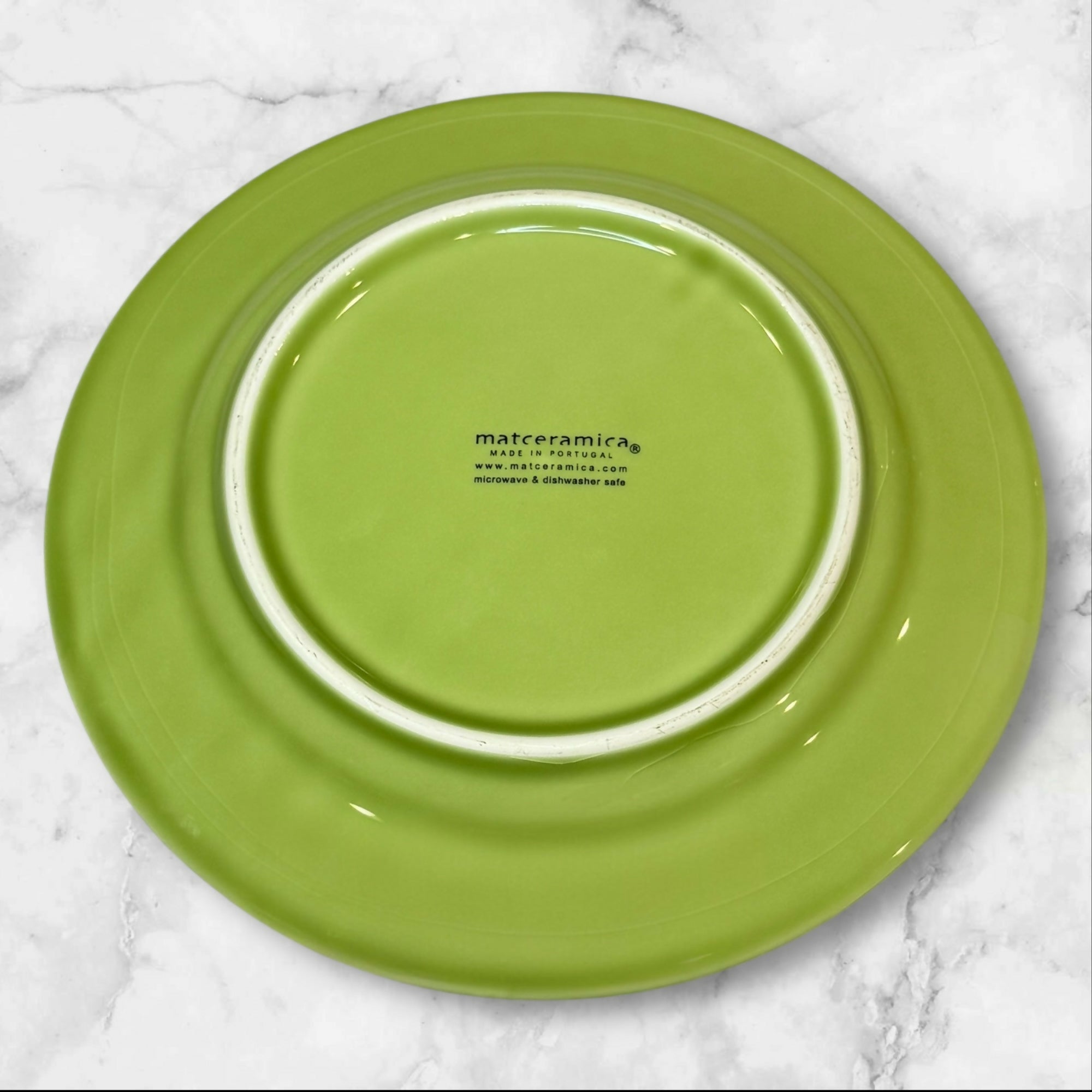 Matceramica Green Scroll Salad Plates | Portuguese Stoneware | Set of 4 | Excellent
