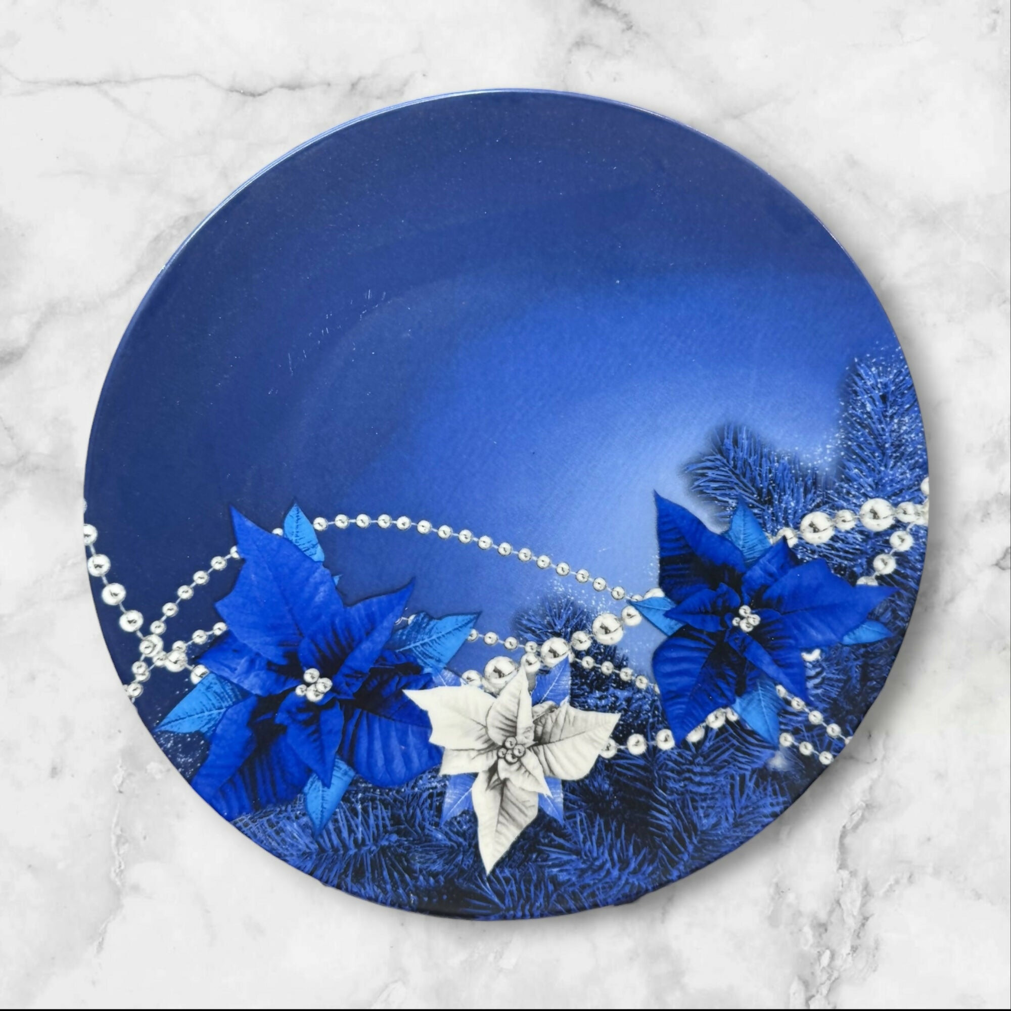 Blue Poinsettia Dinner Plates | Set of 4 | Great Condition