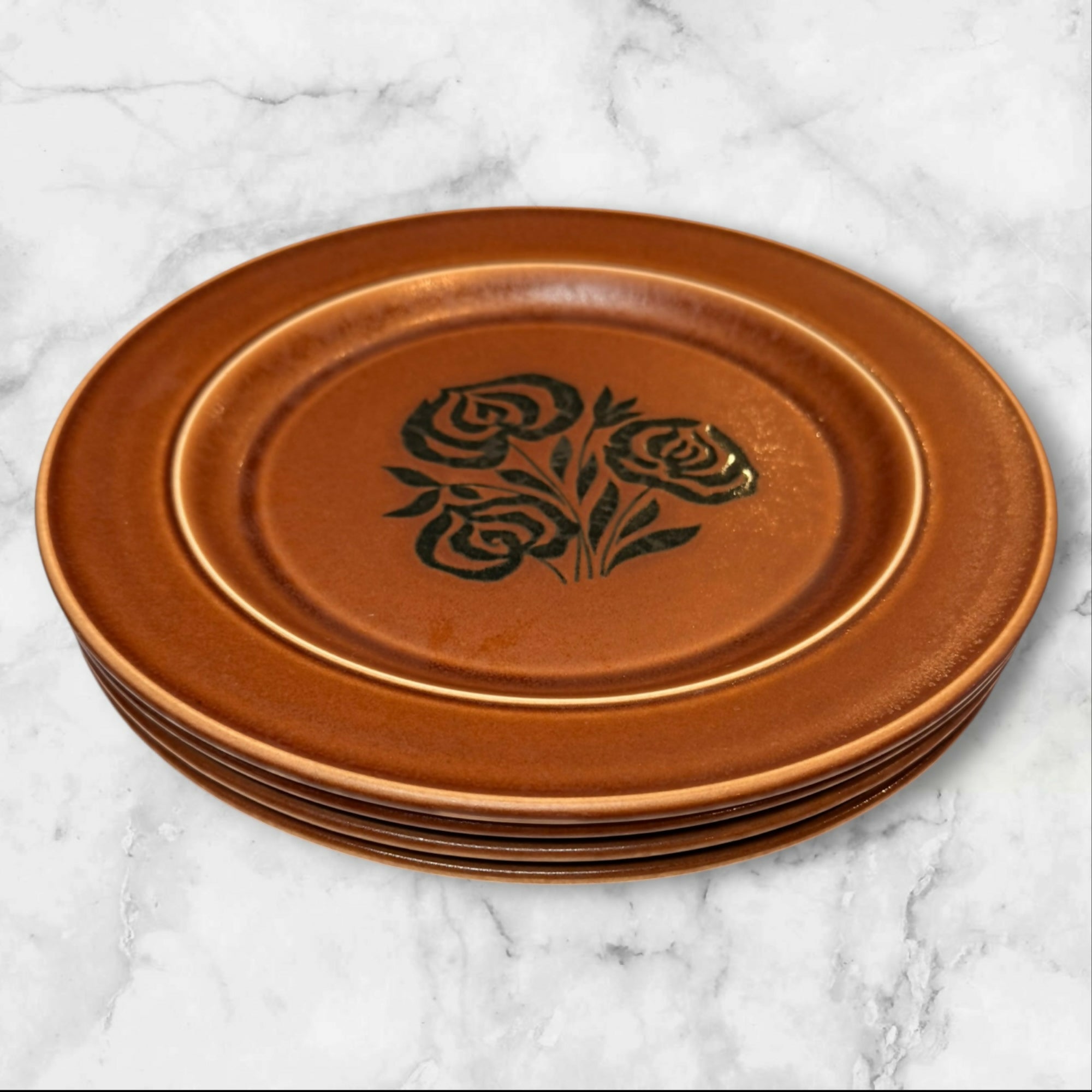 Castleton Independence Stoneware Rose Dinner Plates | Set of 4 | Great Condition