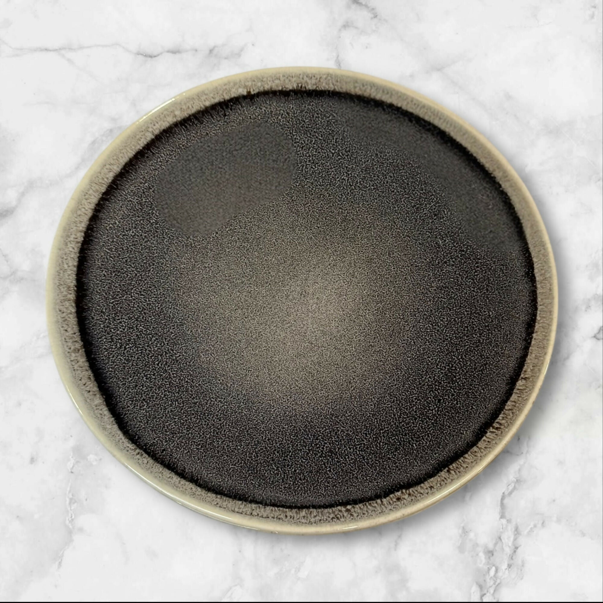 Pier 1 Hand Painted Charcoal Stoneware Dinner Plates | Set of 2 | Excellent Condition