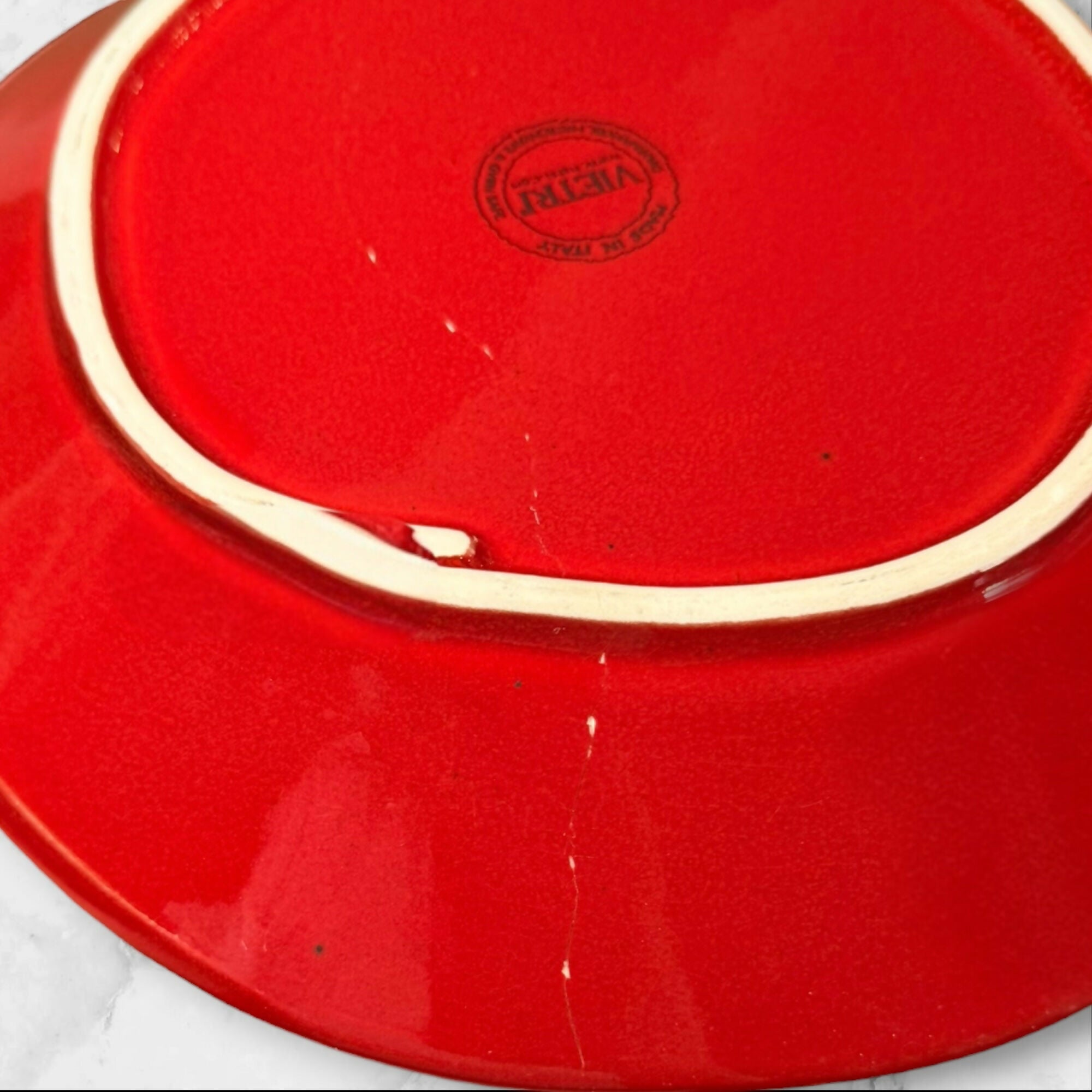 Vietri Lastra Red Pasta Bowls | Set of 6 | Fair Condition