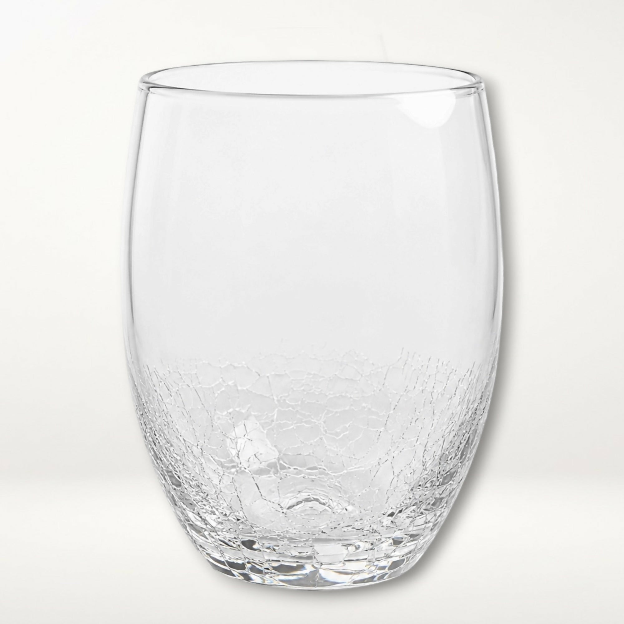 Pier 1 Crackle Stemless Wine Glasses | Set of 2 | Clear Textured Glass