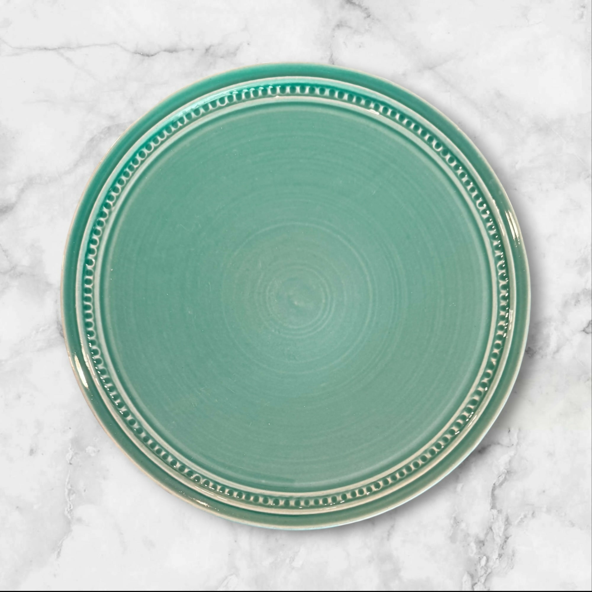 Ceramica Italy Aqua Beaded Dinner Plates Set of 4 | Great Condition