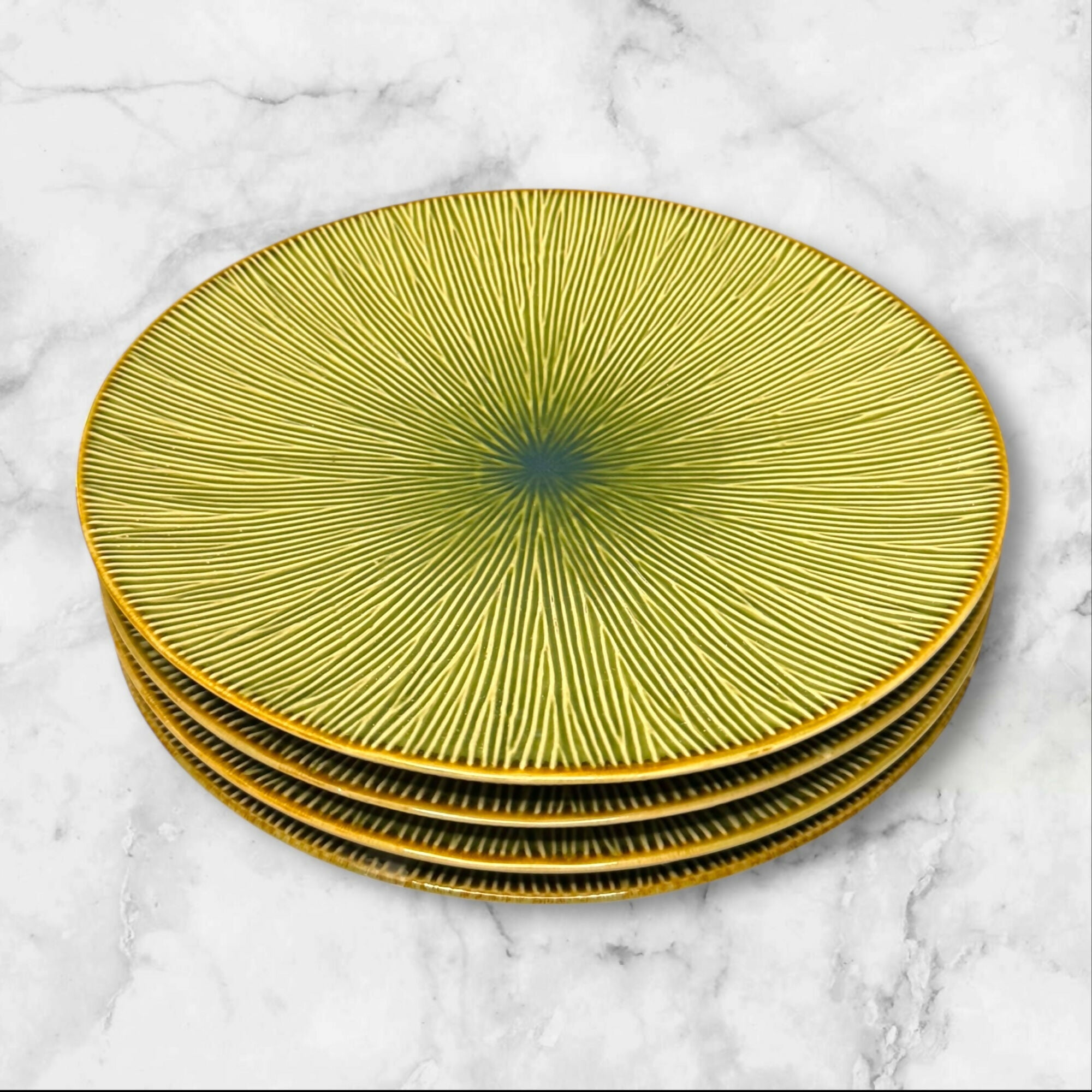 Home Green Textured Stoneware Dinner Plates | Set of 4 | Great Condition