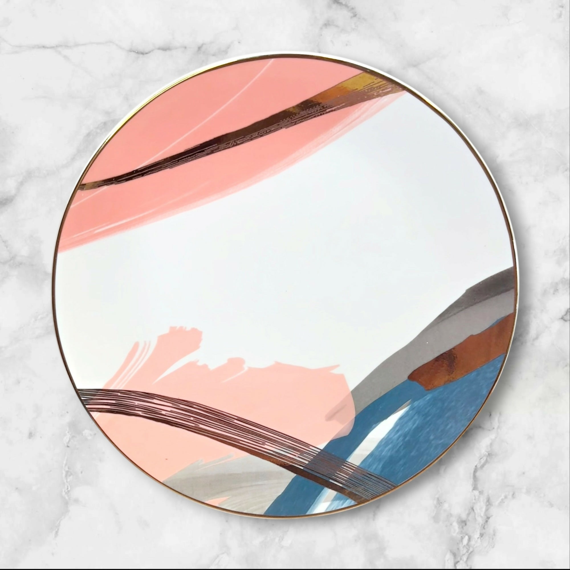 West Elm Brushstroke Abstract Dinner Plates | Set of 4 | Excellent Condition
