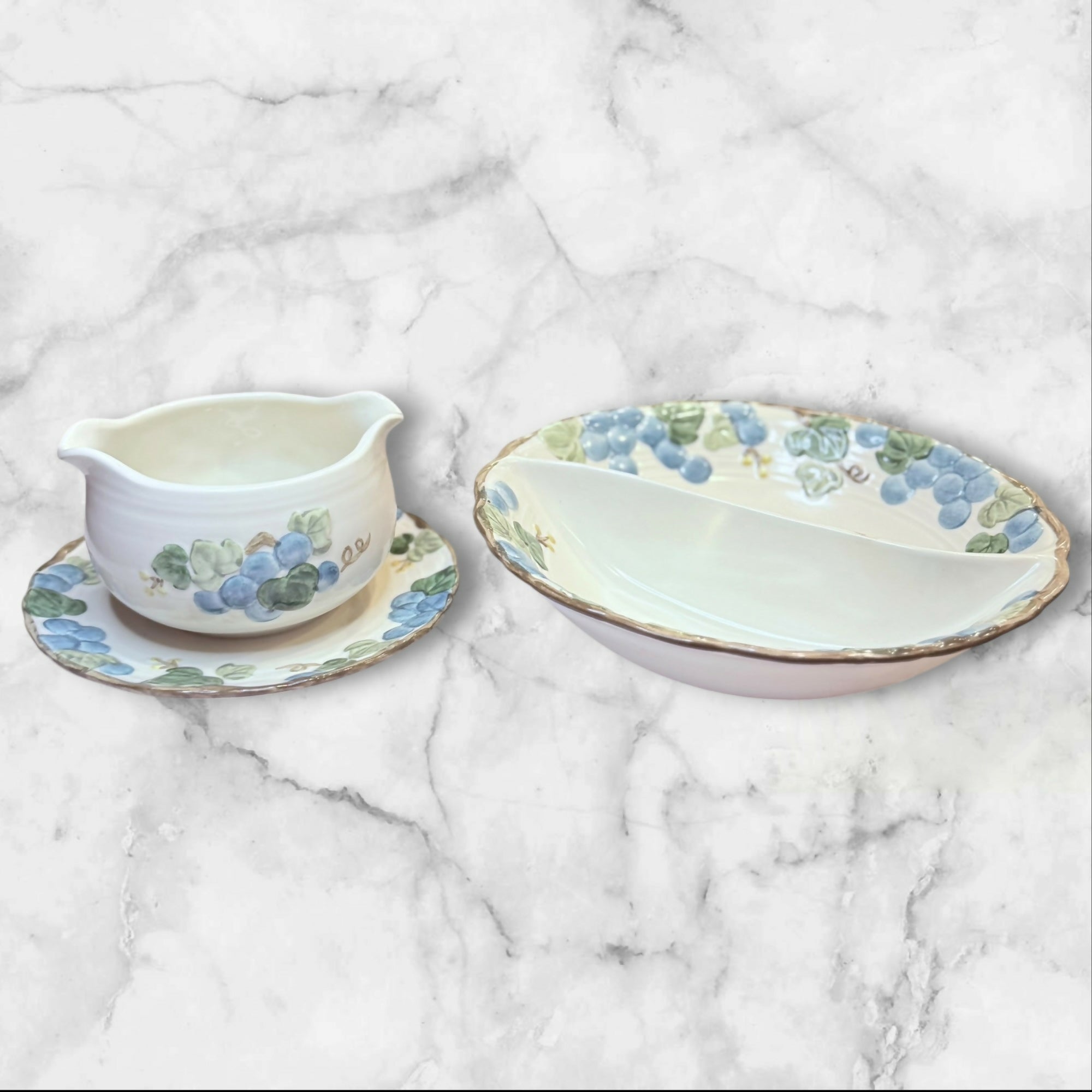 Metlox Poppy Trail Sculptured Grape Serving Set | Excellent Condition | USA