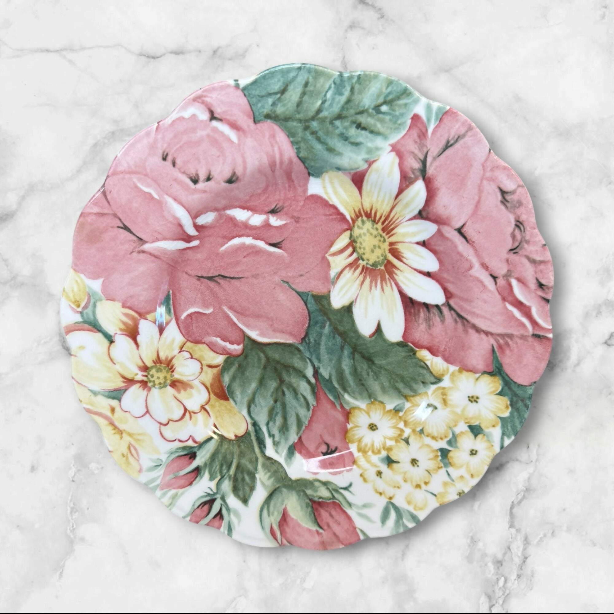 NIKKO English Garden Salad Plates | Set of 6 | Vintage Floral Stoneware