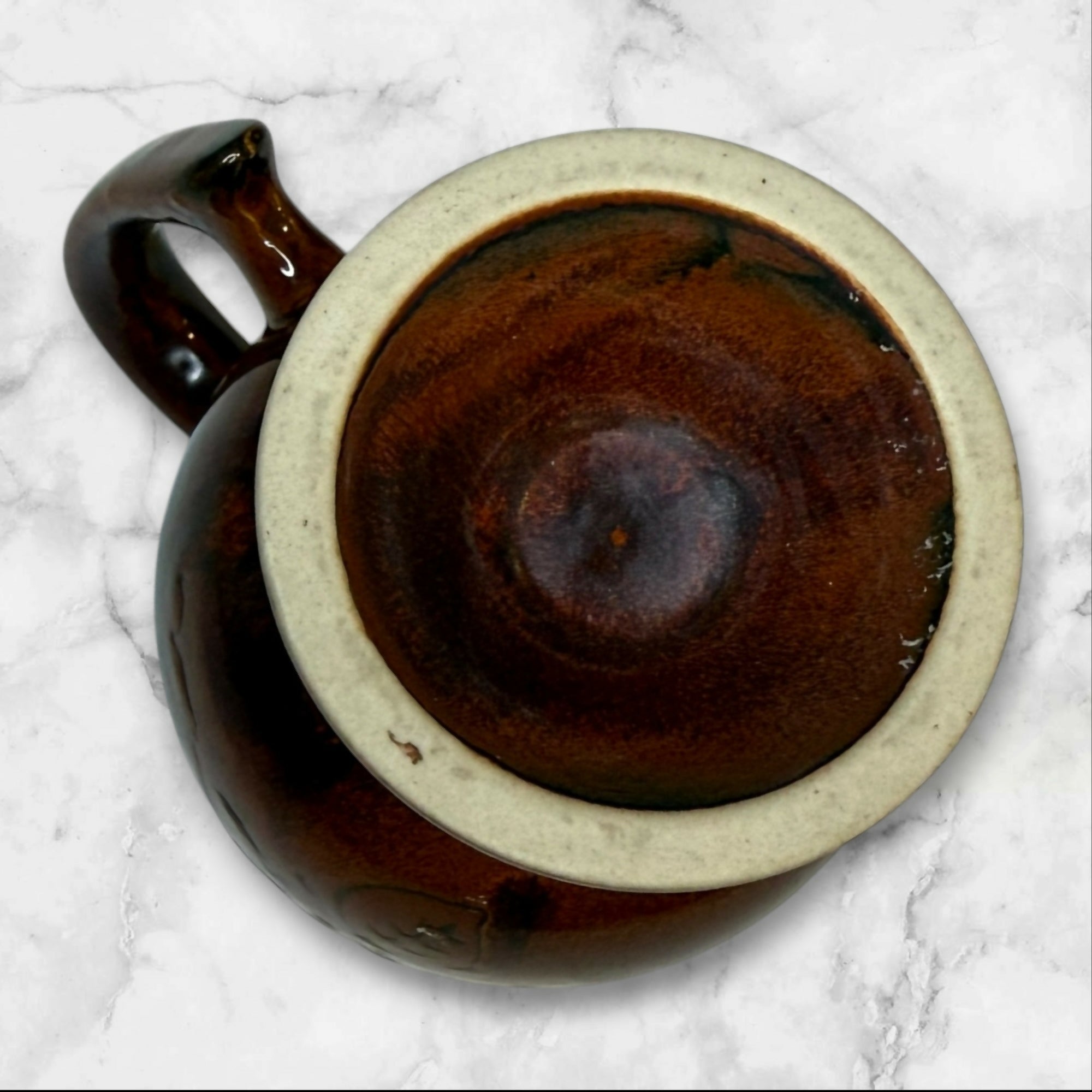 Vintage Reactive Glaze Stoneware Pedestal Mugs | Set of 3 | Excellent Condition