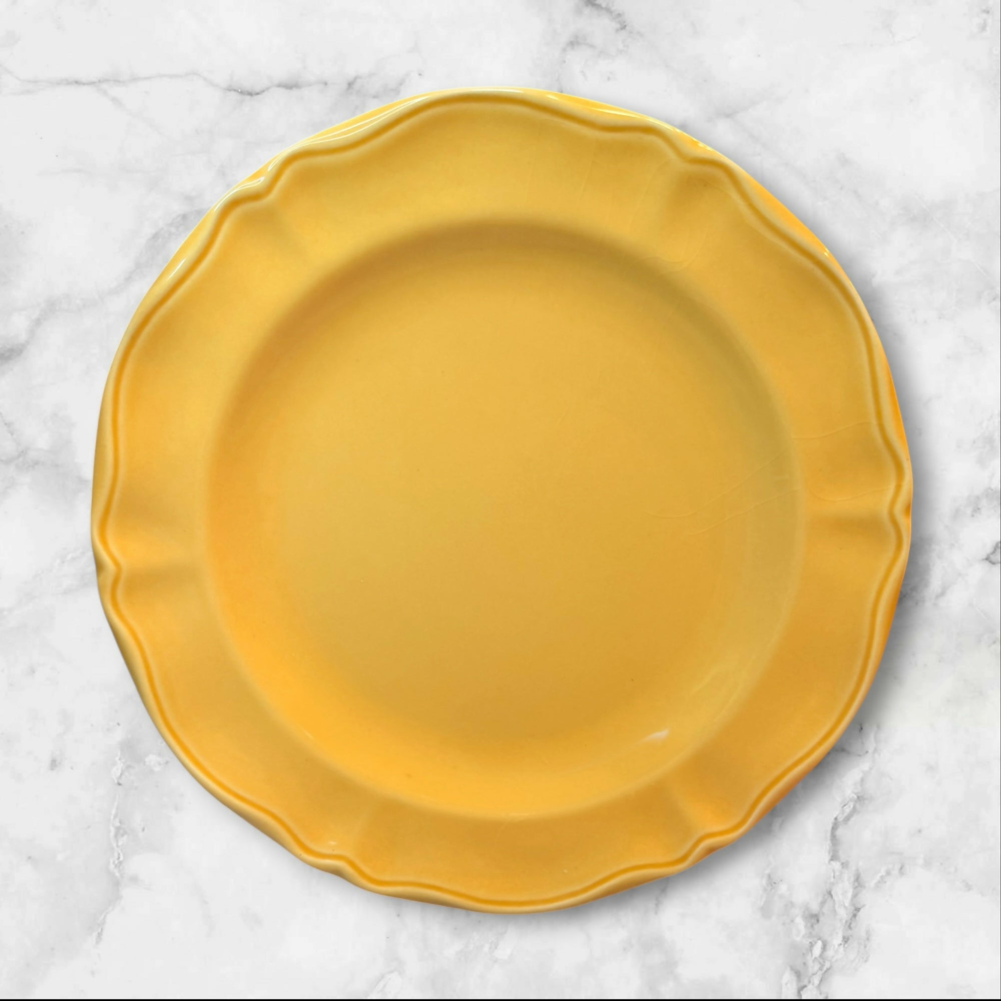 Varages France Yellow Scalloped Salad Plates Set of 6 | Great Condition