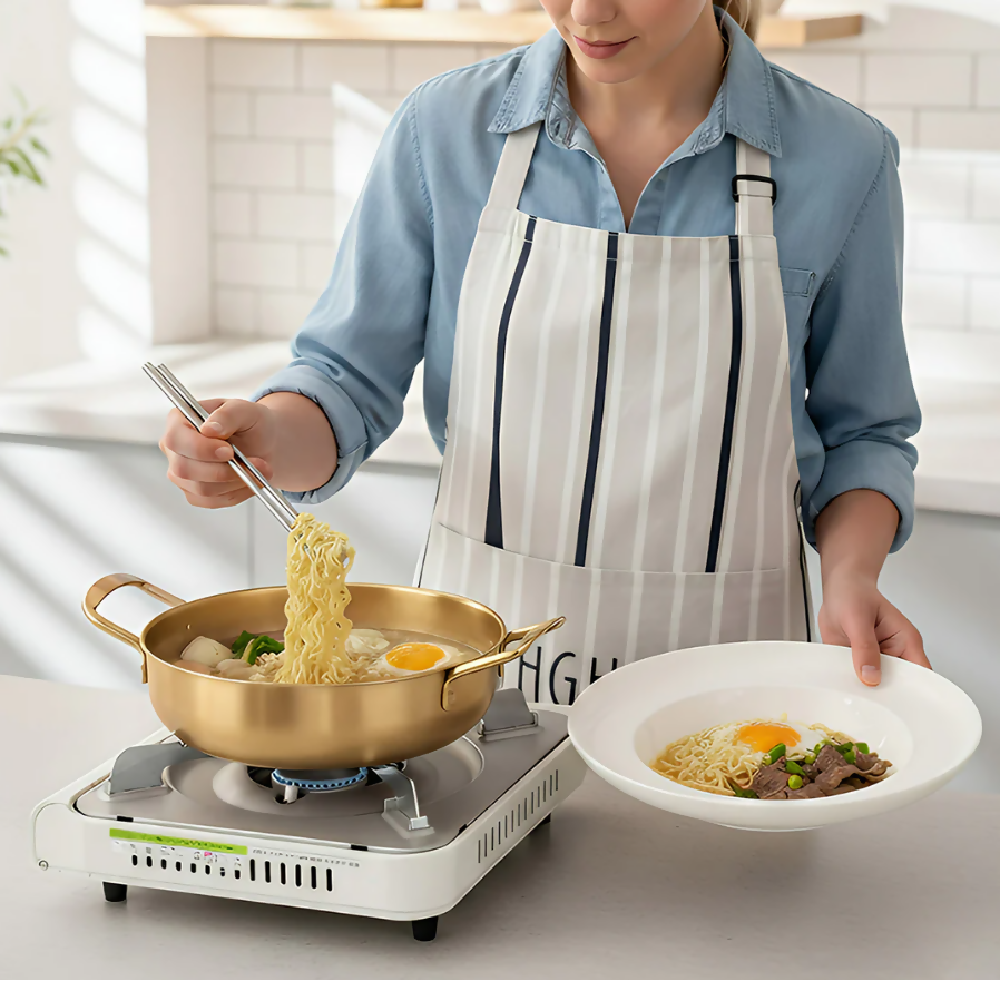 Anygleam Stock Pot 2pcs Gold-S-L Stainless Steel HotPot Without Lid Single-Layer Cooking Soup Noodle Sea Food Home Kitchen Restaurant Tools