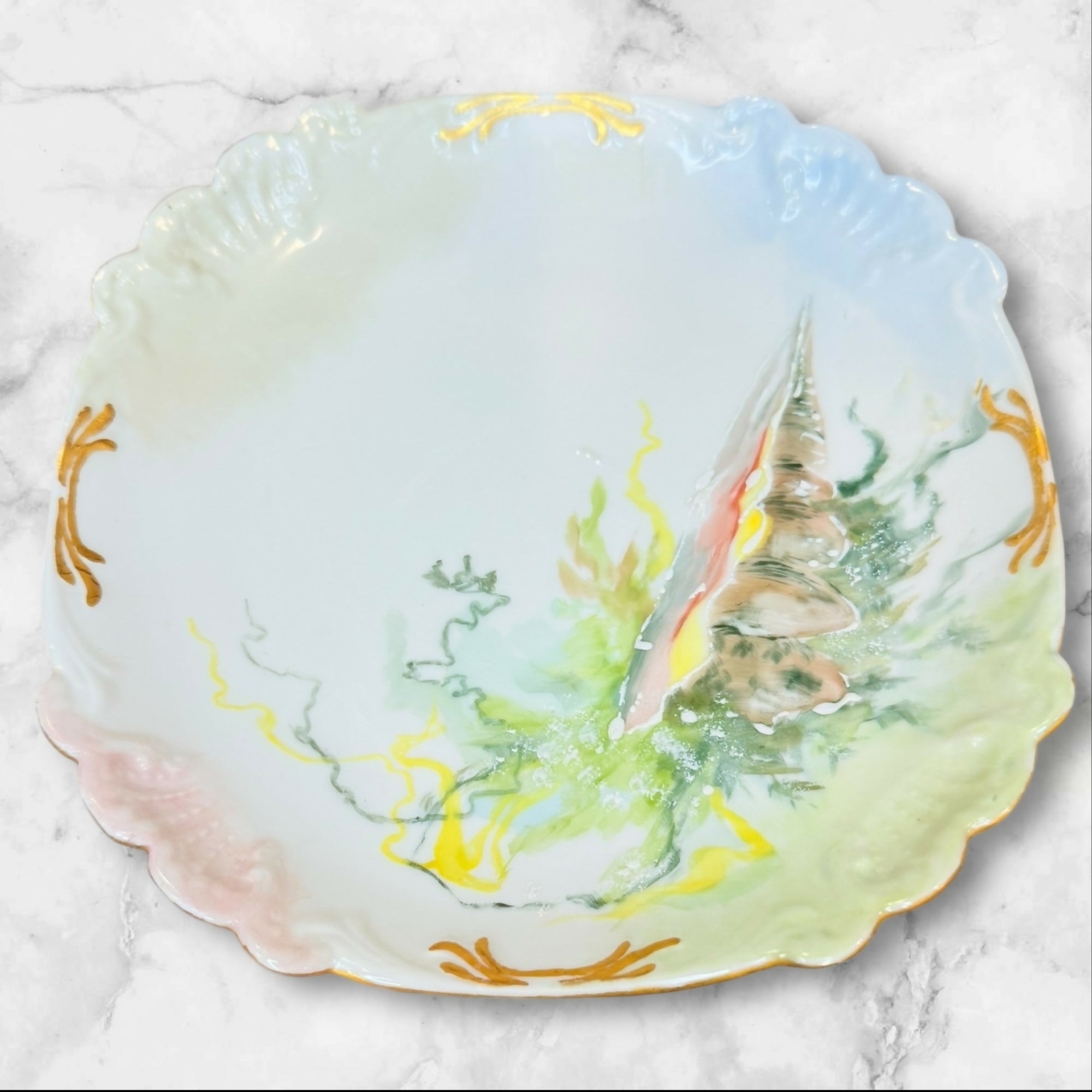 Antique Haviland Limoges Elite Hand Painted Seashell Plates | Set of 7 | Excellent Condition