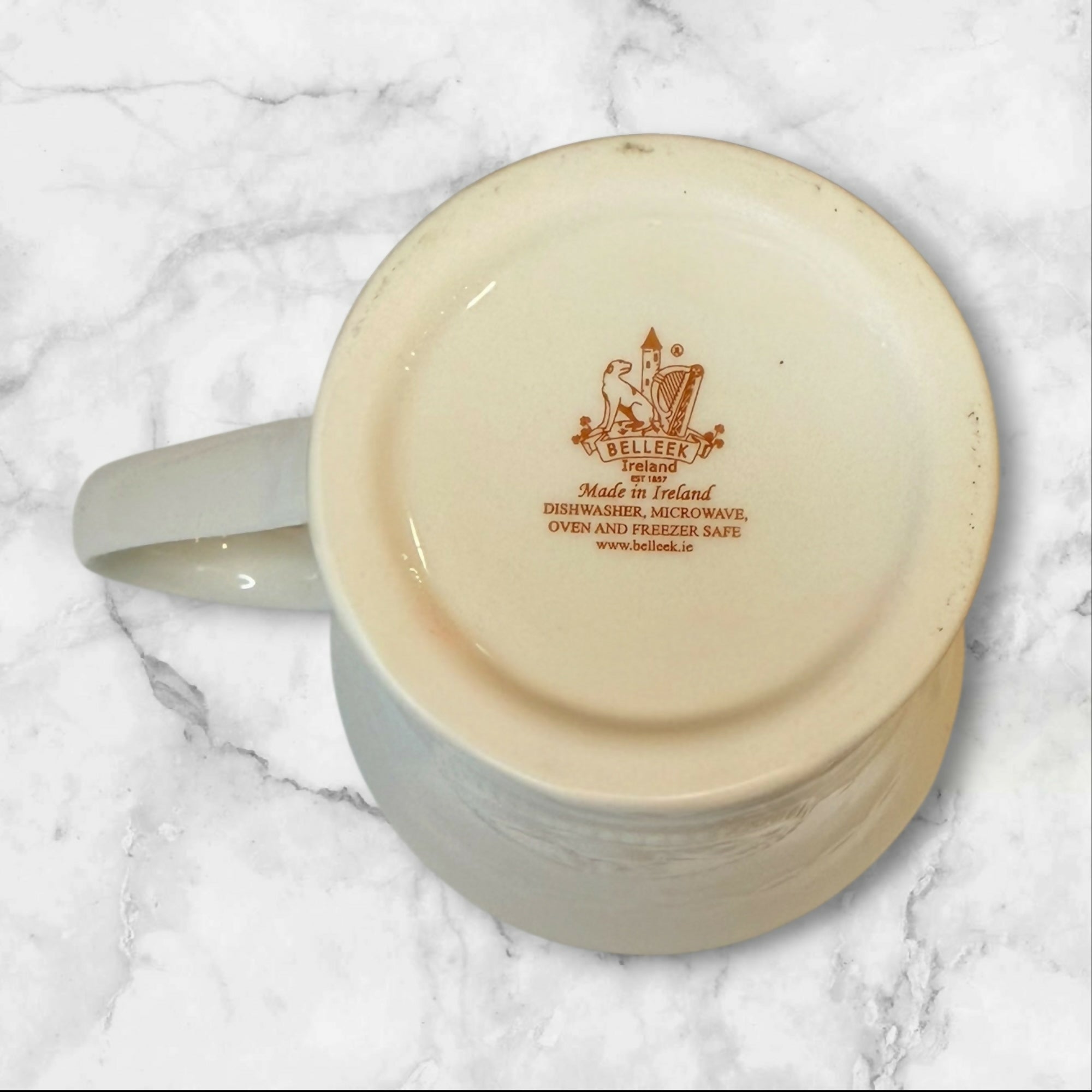 Belleek Claddagh Porcelain Mug Set of 2 | Irish Creamware | Excellent Condition