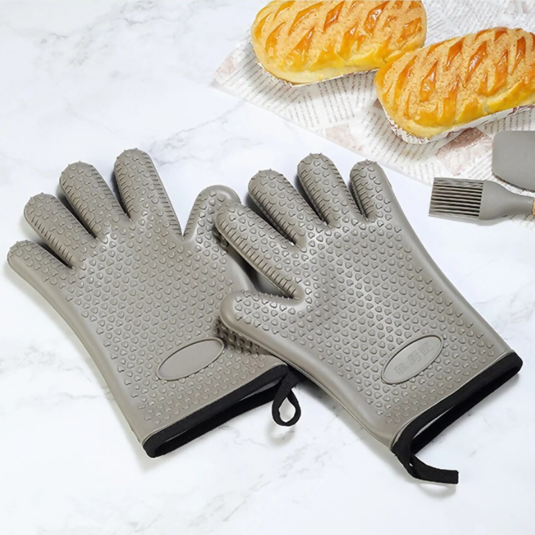 Anygleam Insulation Gloves 2pc Silicone Kitchen Accessories with Inner Cotton Heat Resistant Tool Kit Kitchenware for Cooking and Baking