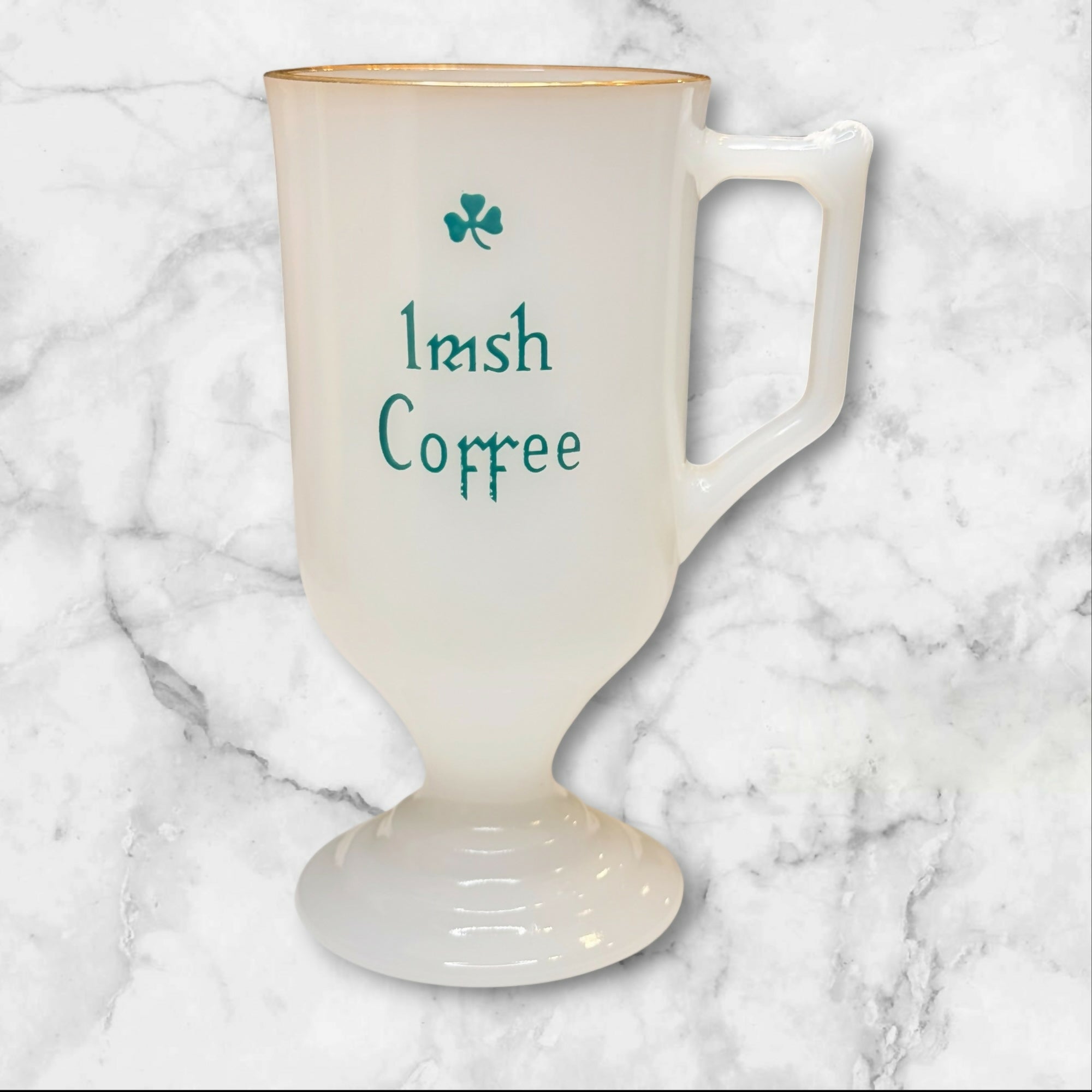 Vintage Irish Coffee Pedestal Glass Mugs Gold Rim | Set of 4 | Great Condition