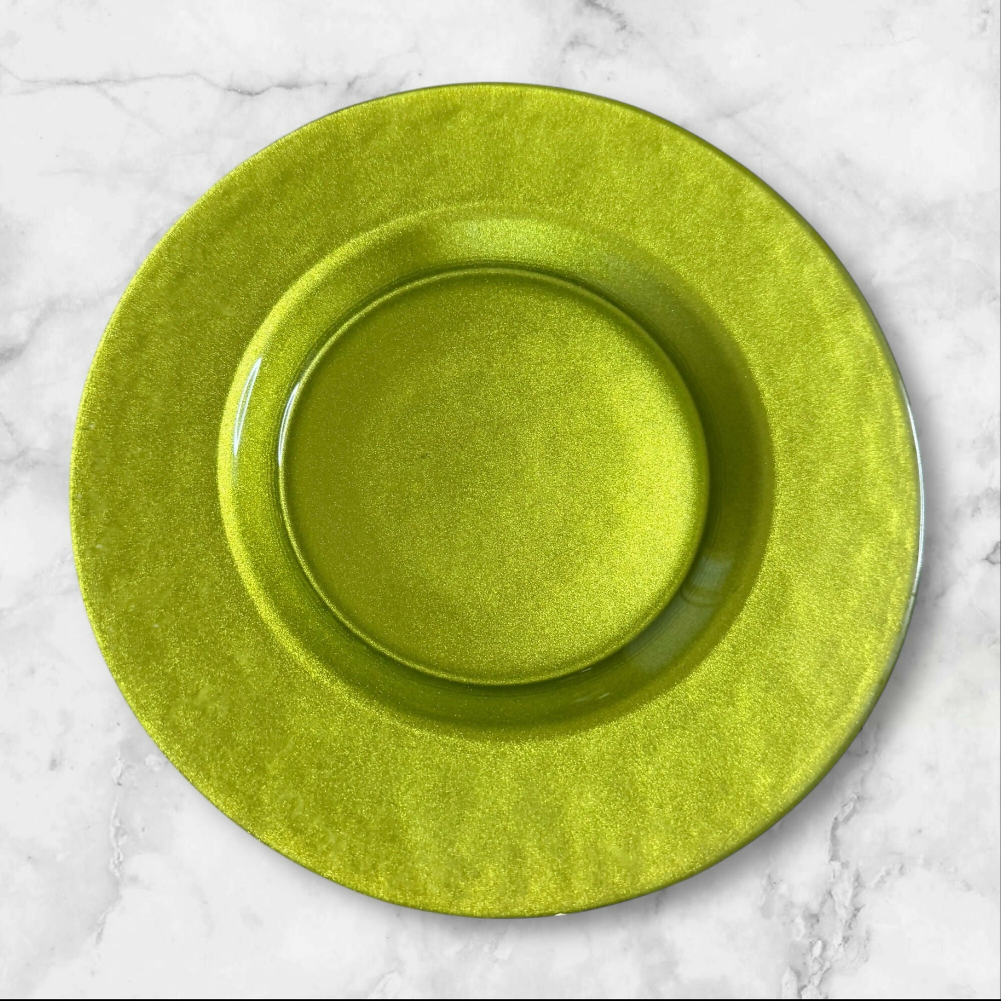 Green Glass Shimmer Salad Plates | Set of 5 | Great Condition | Modern Tableware