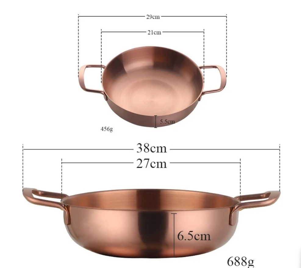 Anygleam Stock Pot 2pcs Rosegold-S-L Stainless Steel HotPot Without Lid Single-Layer Cooking Soup Noodle Sea Food Home Kitchen Restaurant Tools