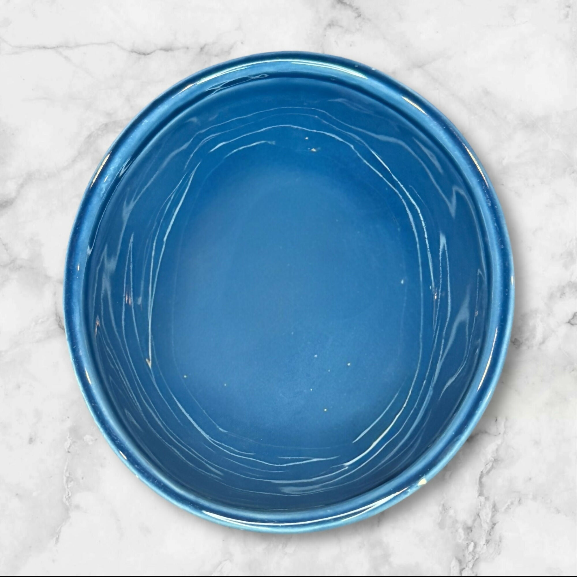 Crate & Barrel Portugal Blue Oval Bowls | Set of 3 | Minor Chips & Crazing