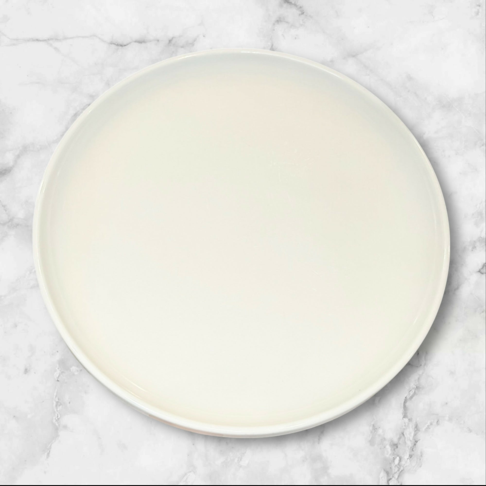 Crate & Barrel Raised Rim Dinner Plates | White Stoneware | Set of 5 | Good Condition