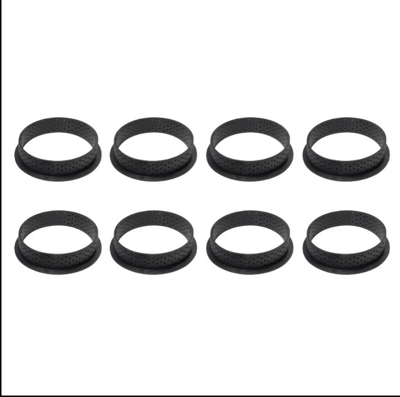 Anygleam Mousse Molder Set Black Round Shape Cutter Perforated Ring Cake Baking Non Stick Equipment