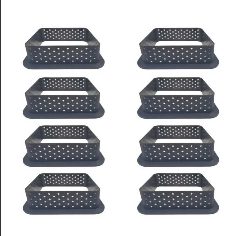 Anygleam Mousse Molder Set Black Square Shape Cutter Perforated Ring Cake Baking Non Stick Equipment