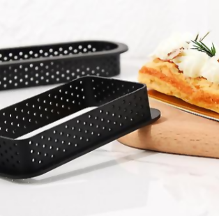 Anygleam Mousse Molder Set Black Rectangle Shape Cutter Perforated Ring Cake Baking Non Stick Equipment