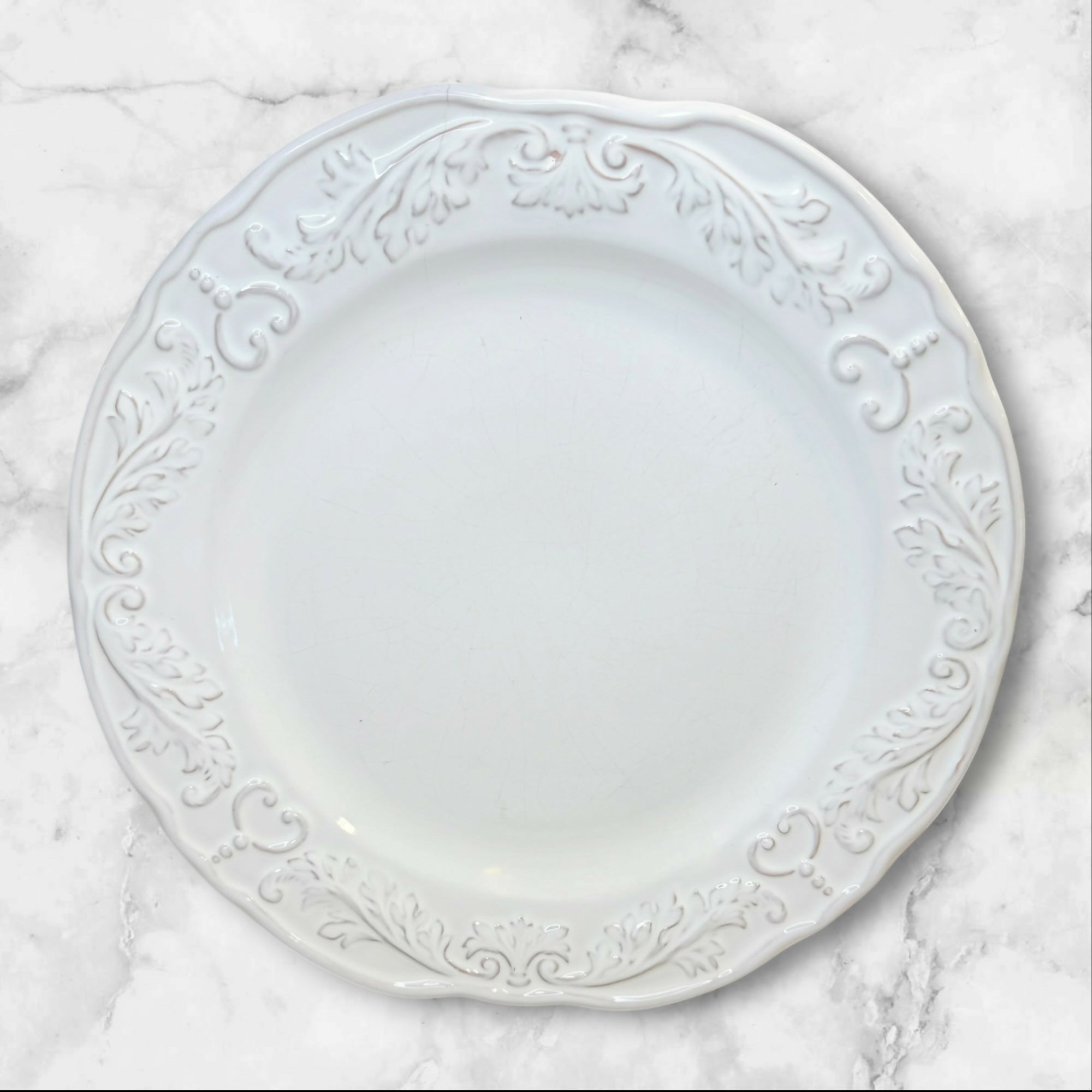 World Market White Provencal Dinner Plates | Gently Used Set of 5