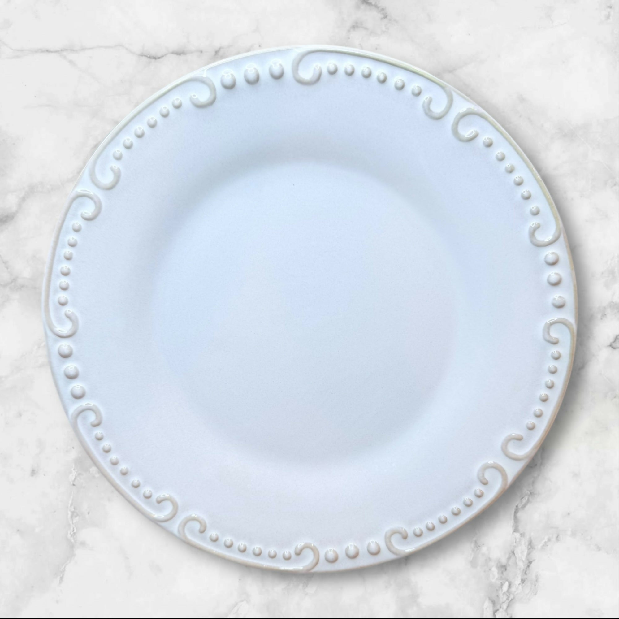 Pier 1 Natalia Salad Plates | Set of 4 | White Embossed Dinnerware | Excellent