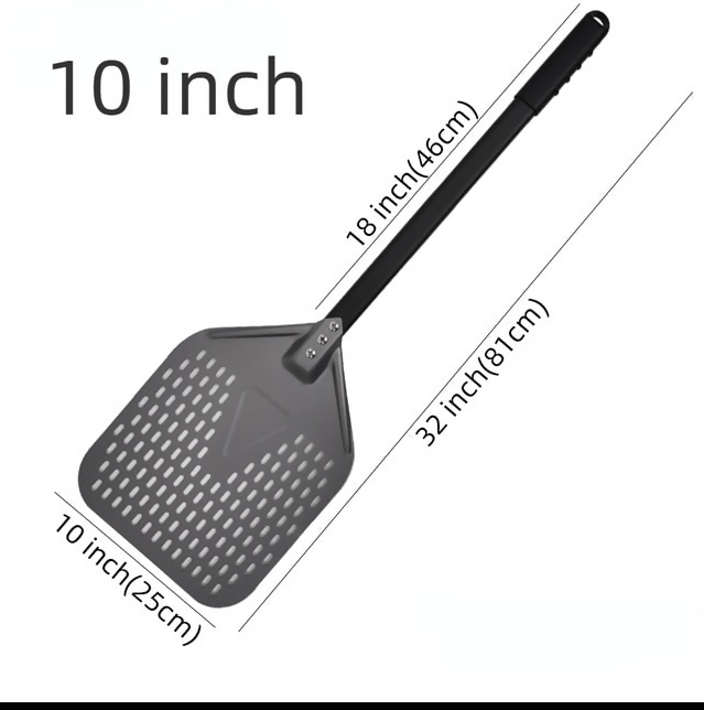 Anygleam Pizza Shovel 25cm X 81cm Dark Grey for Perforated Peel with Metal Handle Oven Turning Baking Accessory