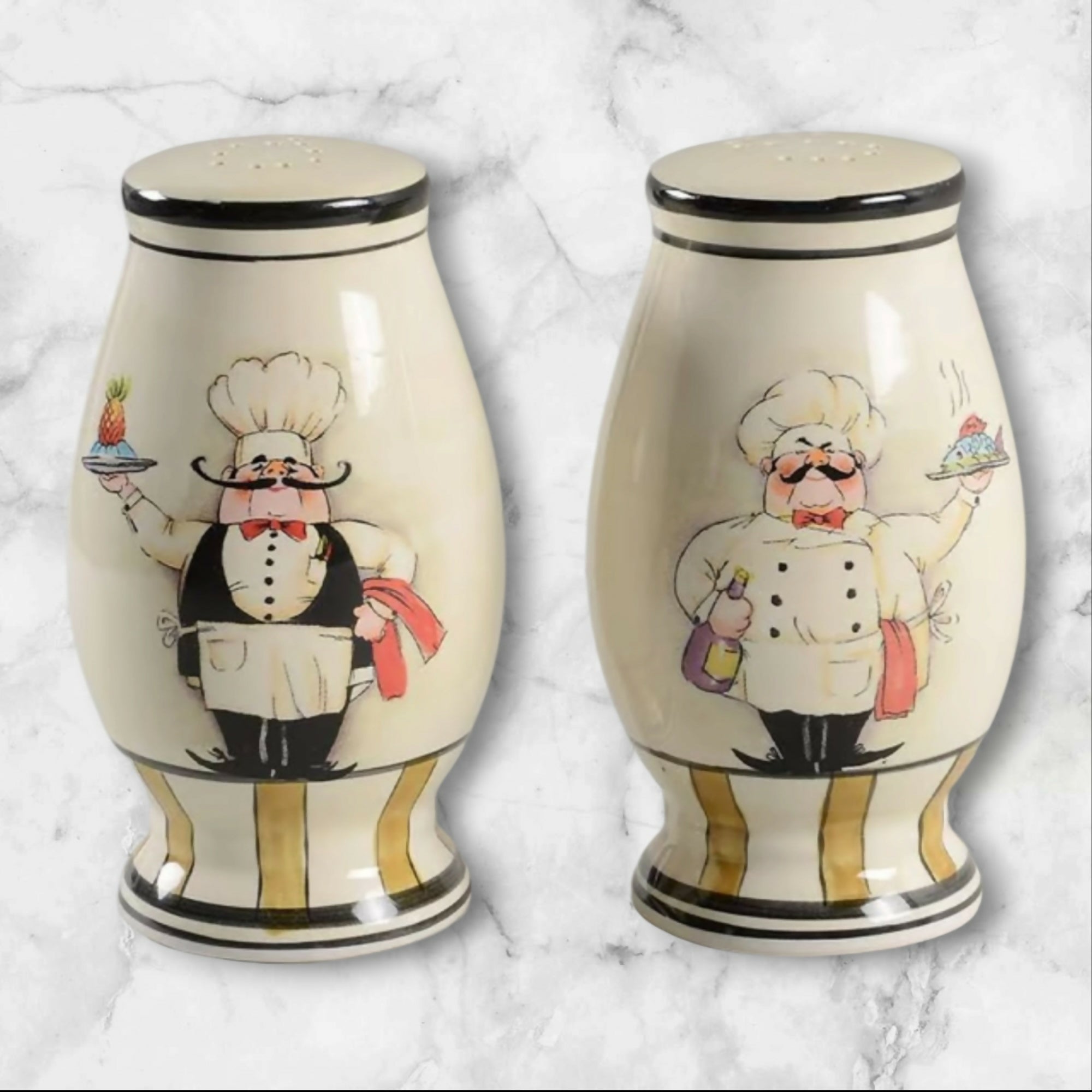 HD Designs Le Chef Salt & Pepper Shakers | Set of 2 | Good Condition