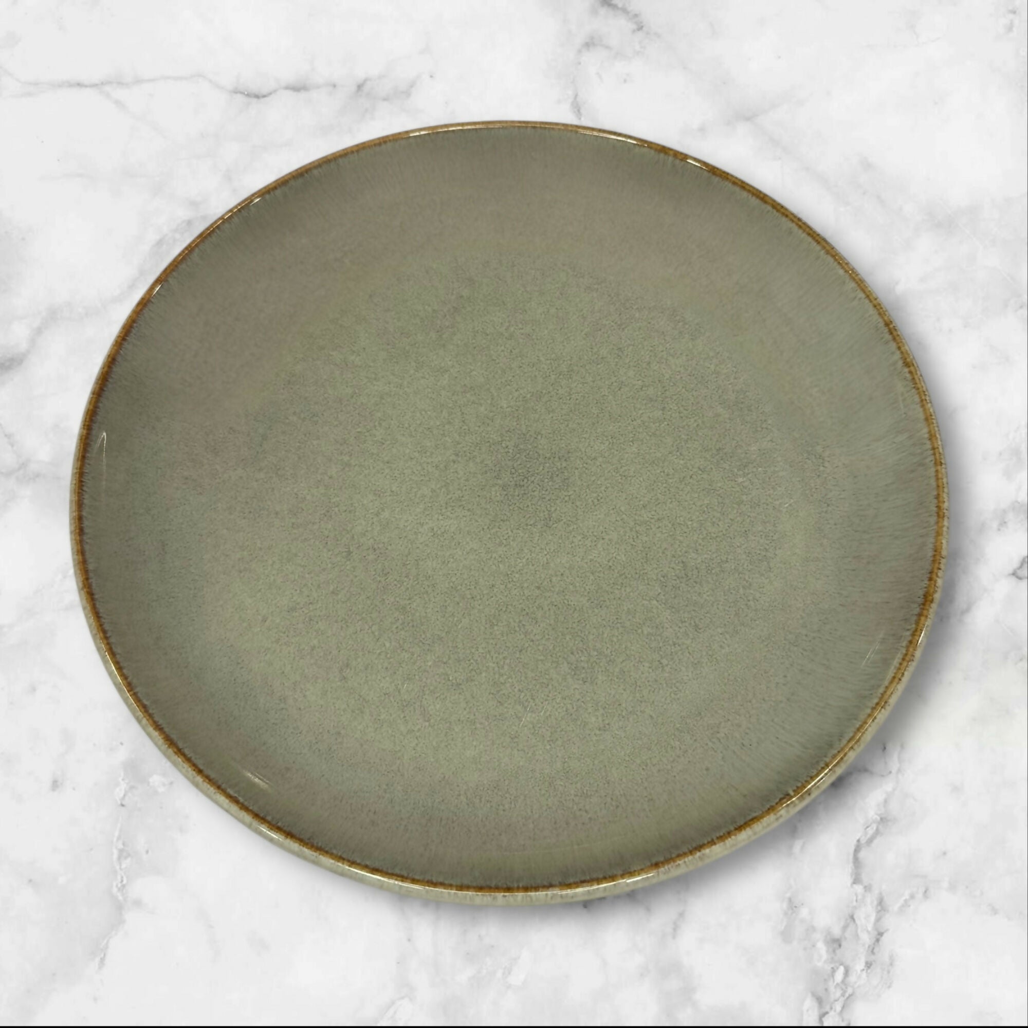 Sango Stoneware Dinner Plates 11” Green Glaze | Set of 7 | Great Condition