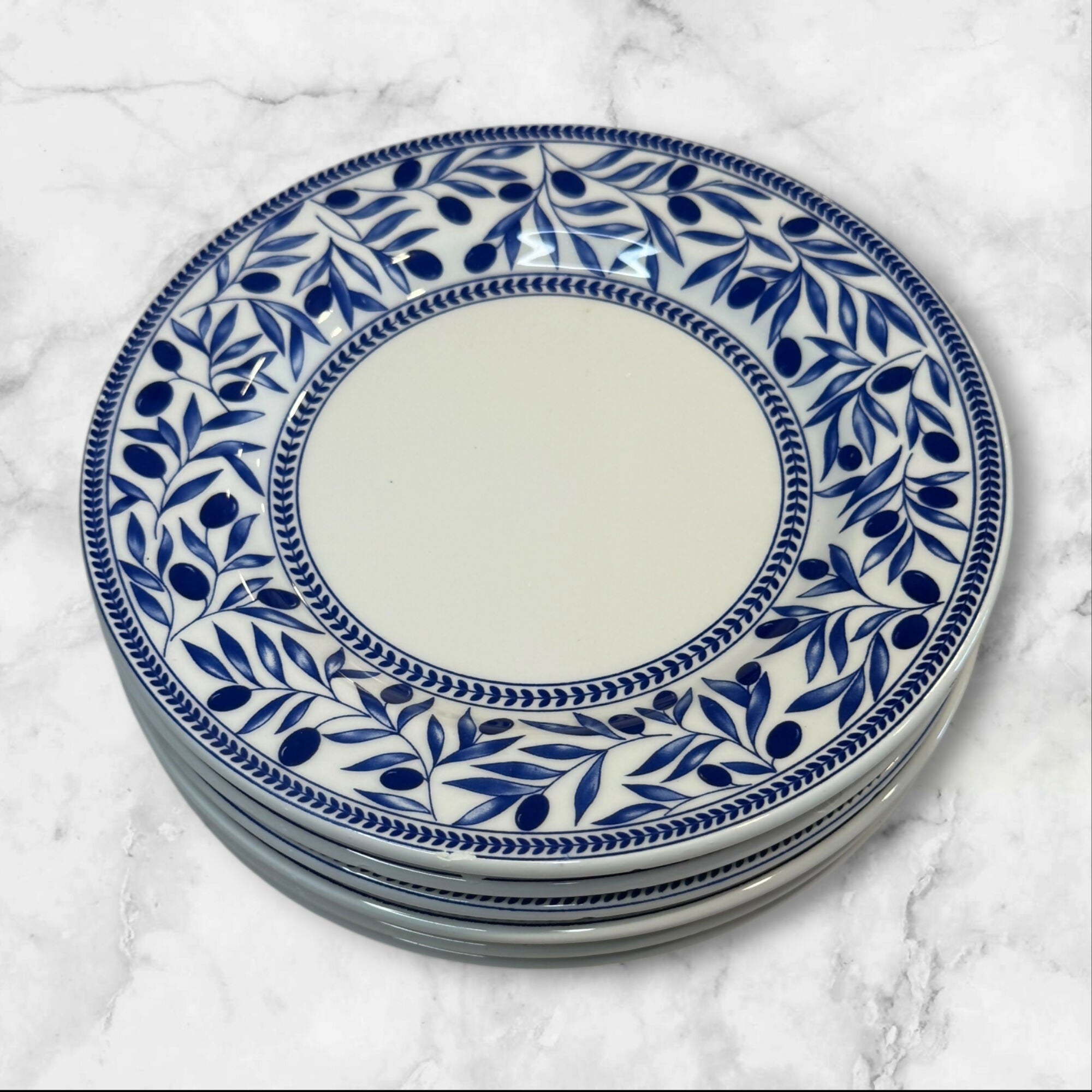 World Market Quadrifoglio Salad Plates Set of 6 Blue Italy | Great Condition