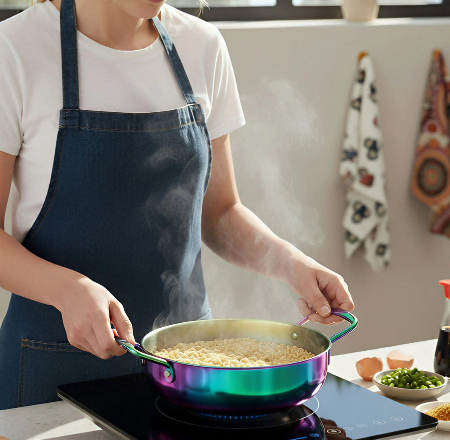Anygleam Stock Pot Rainbow no.0-S Stainless Steel Hot Pot Without Lid Single-Layer Cooking Soup Noodle Sea Food Home Kitchen Restaurant Tools