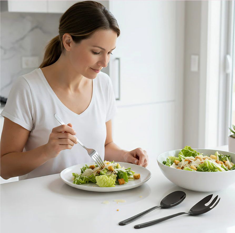 Anygleam Black Giant Spoon & Fork Set – 2-Piece Stainless Steel