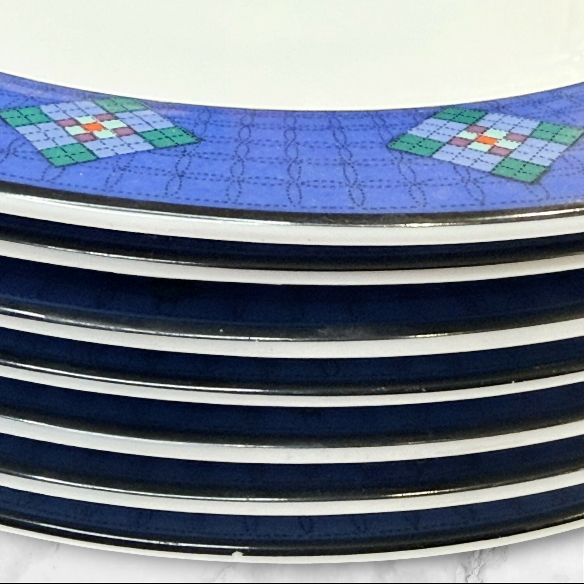 Dansk Nine Patch Salad Plates Set of 7 | Great Condition | Portugal