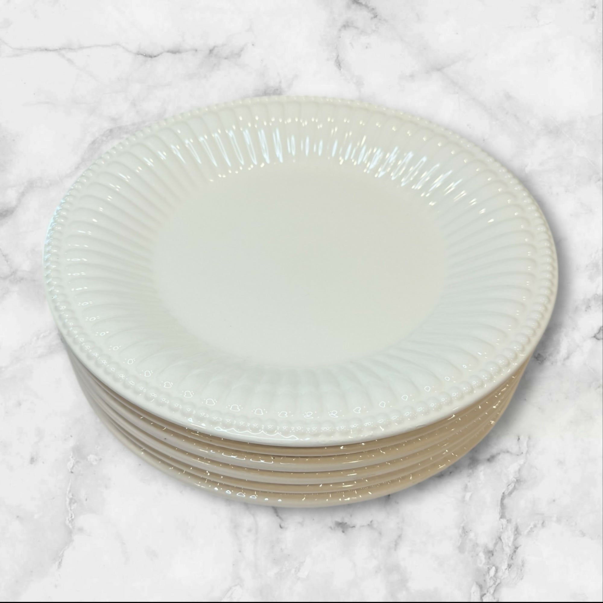 World Market Isabella White Dinner Plates | Set of 6 | Excellent Condition