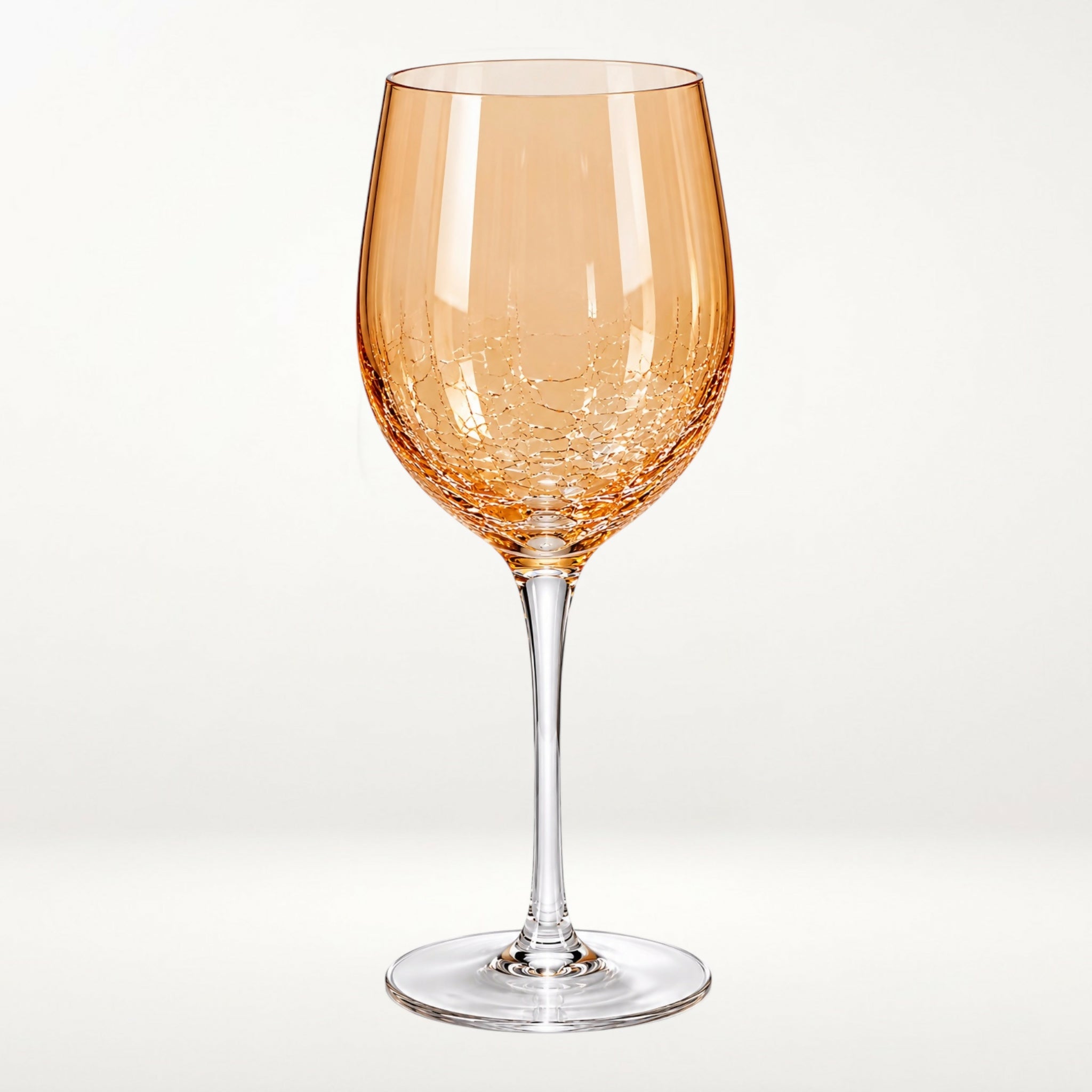 Pier 1 Amber Crackle Golden Luster Wine Glasses | Set of 3 | Excellent