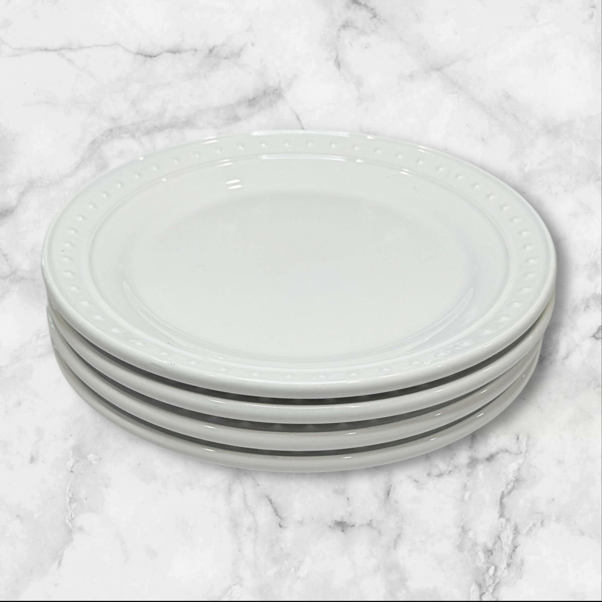 World Market Nantucket White Dinner Plates | Set of 4 | Great Condition