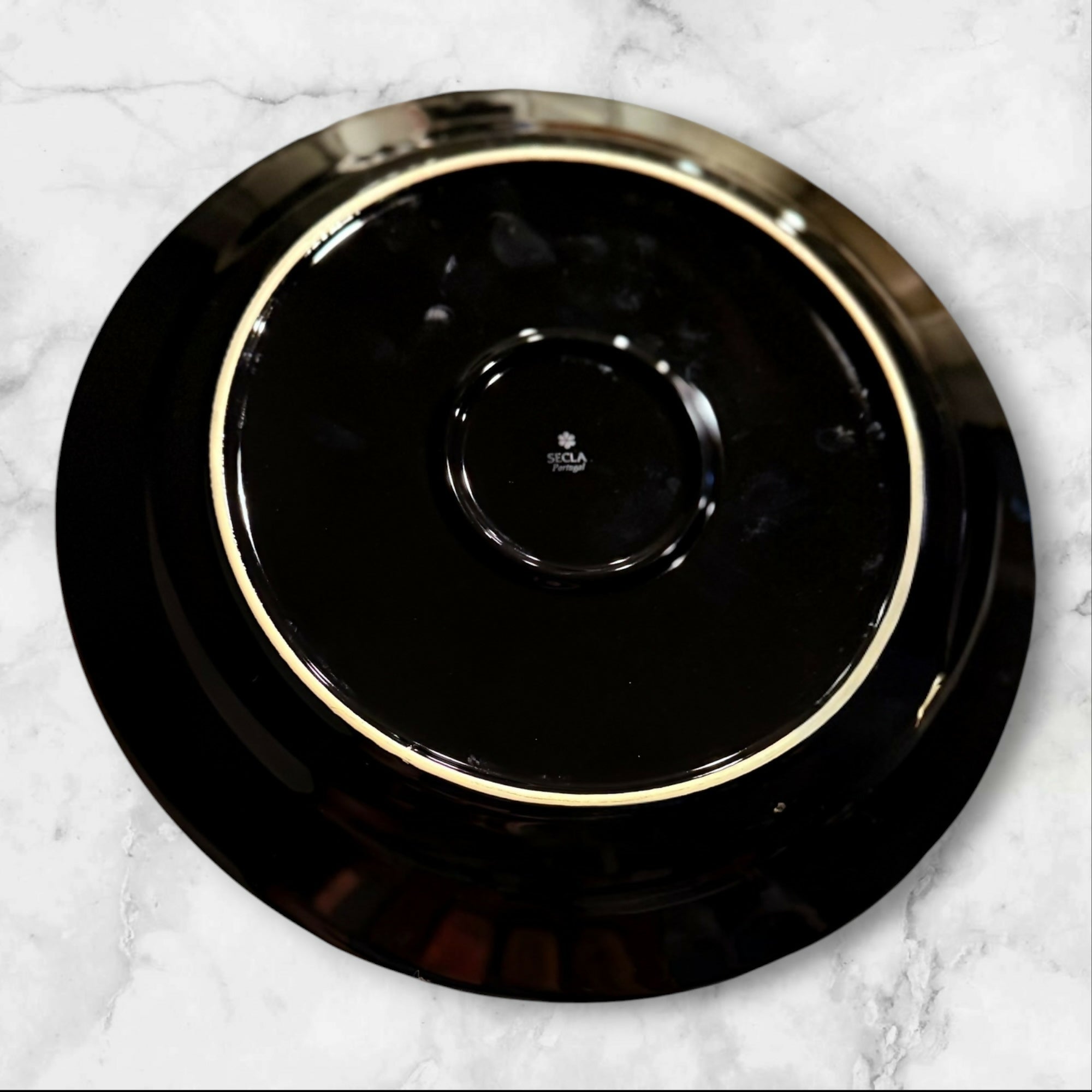 Secla Portugal Black Dinner Plates | Set of 4 | Good Used Condition