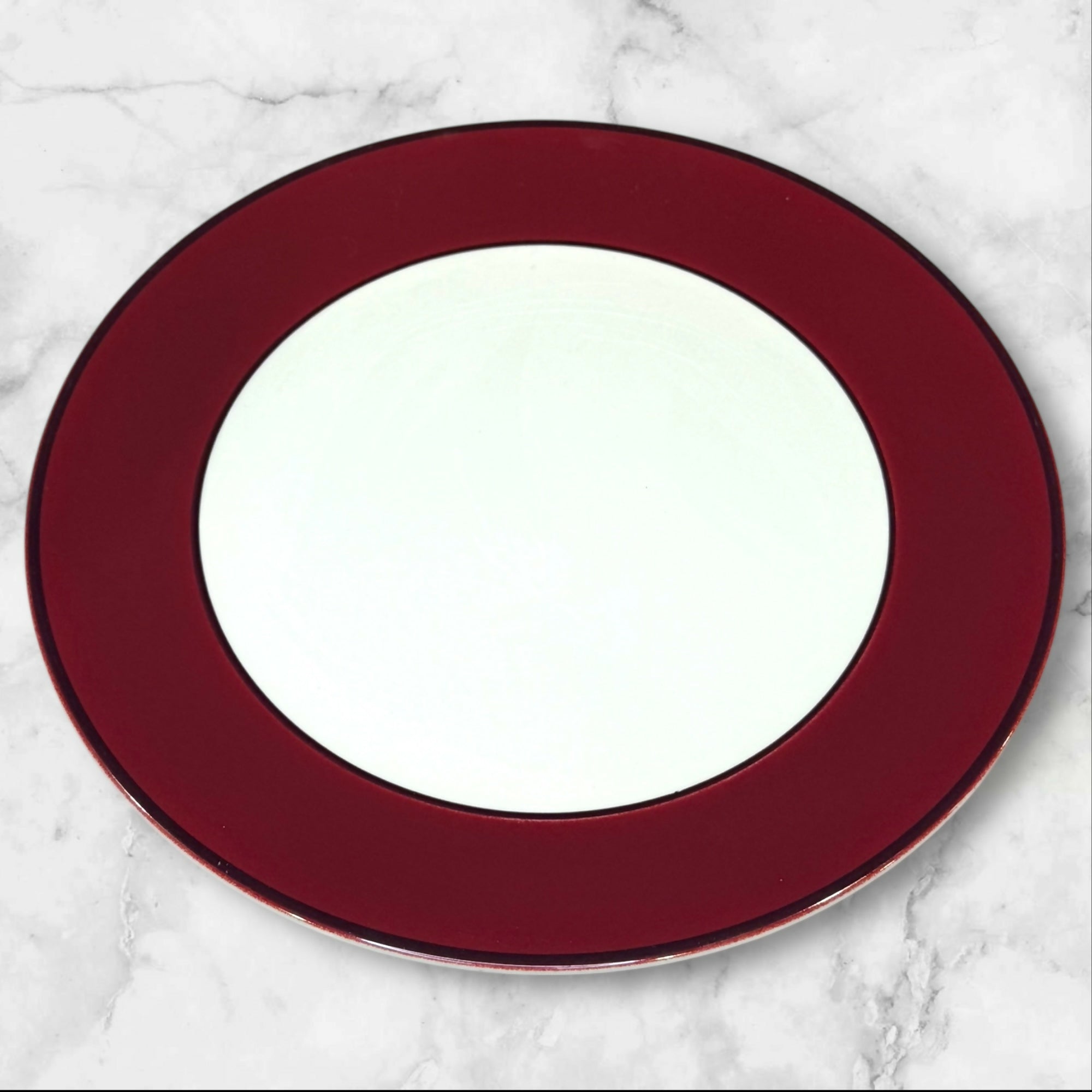Pagnossin Treviso Maroon Rim Dinner Plates | Set of 4 | Good Condition