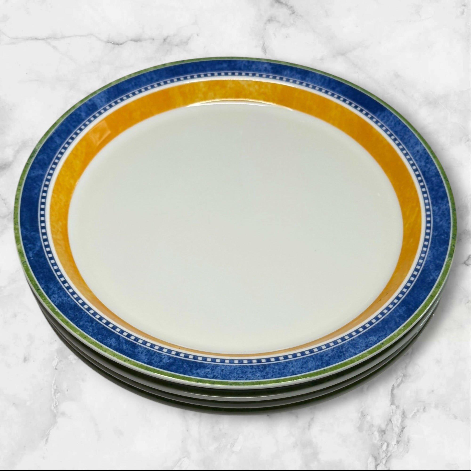 Dansk Kobenhavn Dinner Plates Set of 4 Blue Yellow | Excellent Condition