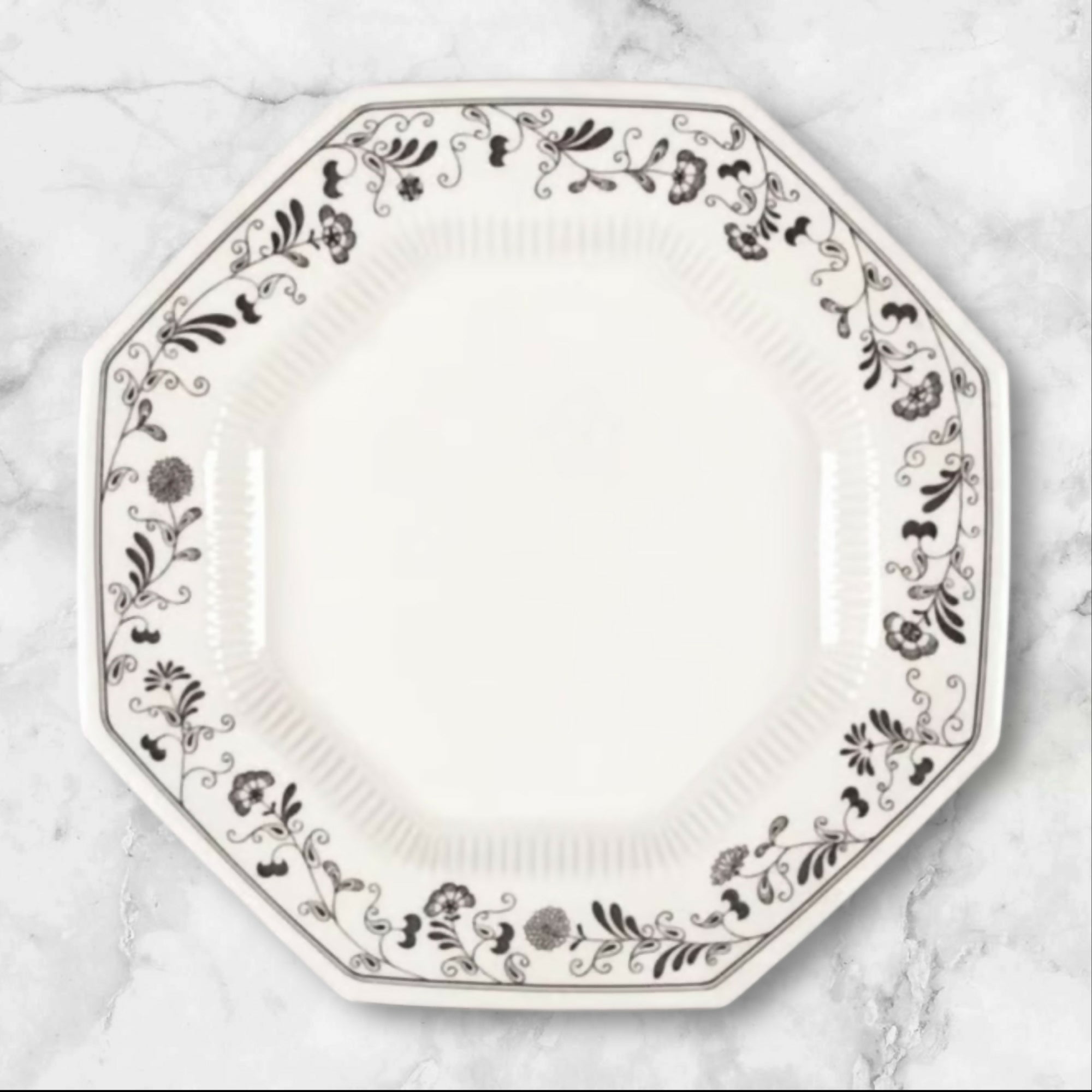 Independence Millbrook Black Floral Dinner Plates Octagon | Set of 4 | Great