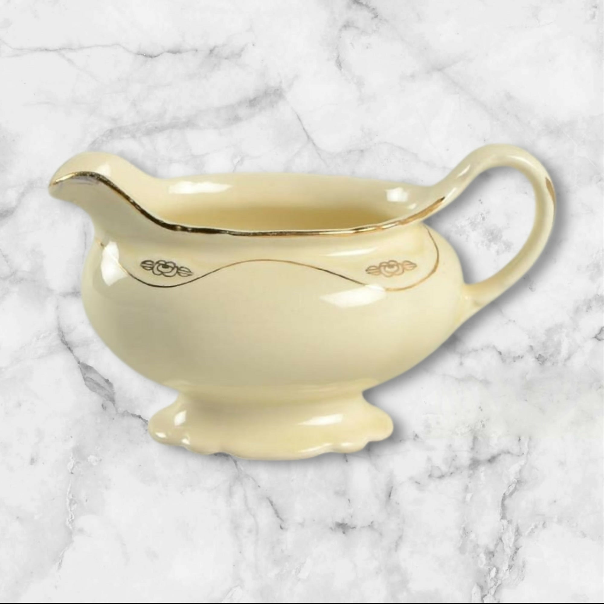 Homer Laughlin Virginia Rose Sugar Bowl & Creamer | Vintage | USA