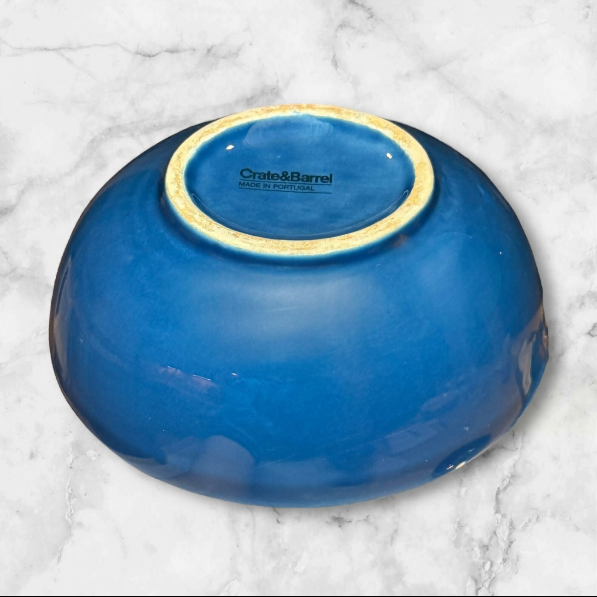Crate & Barrel Portugal Blue Oval Bowls | Set of 3 | Minor Chips & Crazing