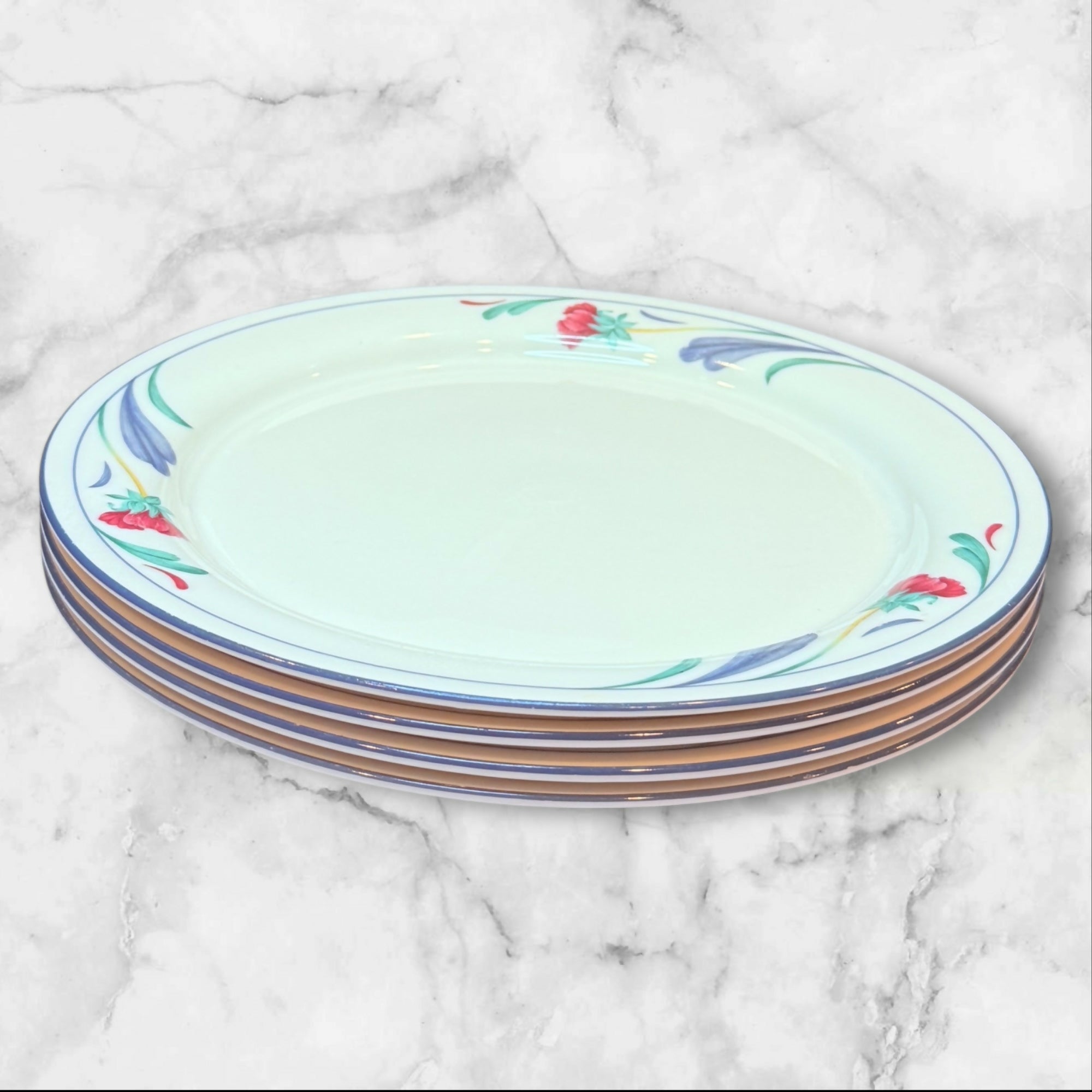 Lenox Poppies on Blue Dinner Plates | Discontinued | Set of 4 | Excellent Condition