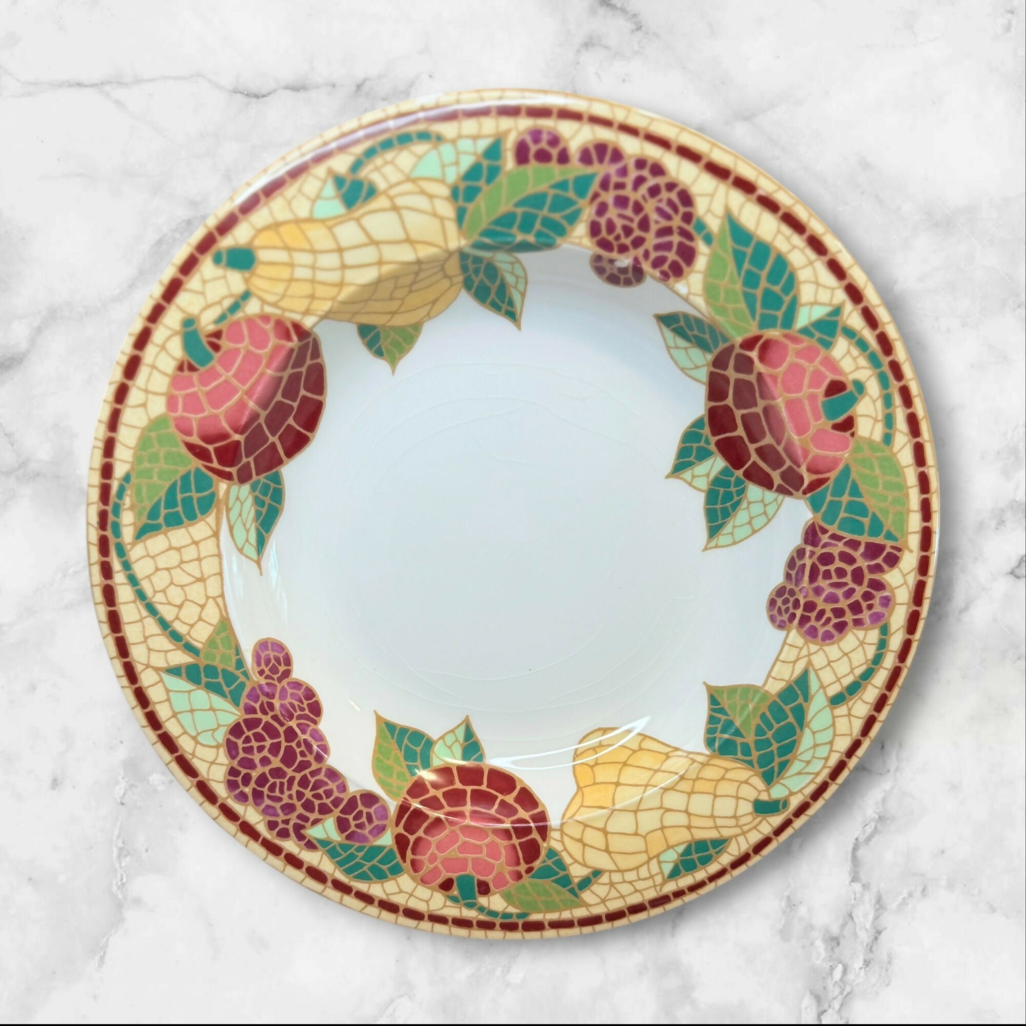 Pier 1 Mosaic Fruit Rim Soup Bowls | Set of 4 | Good Condition