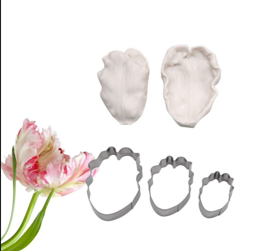 Anygleam Molder Cutter Grey 5PCS Set Poinsettia Veiner Impression Silicone Cake Baking Tools
